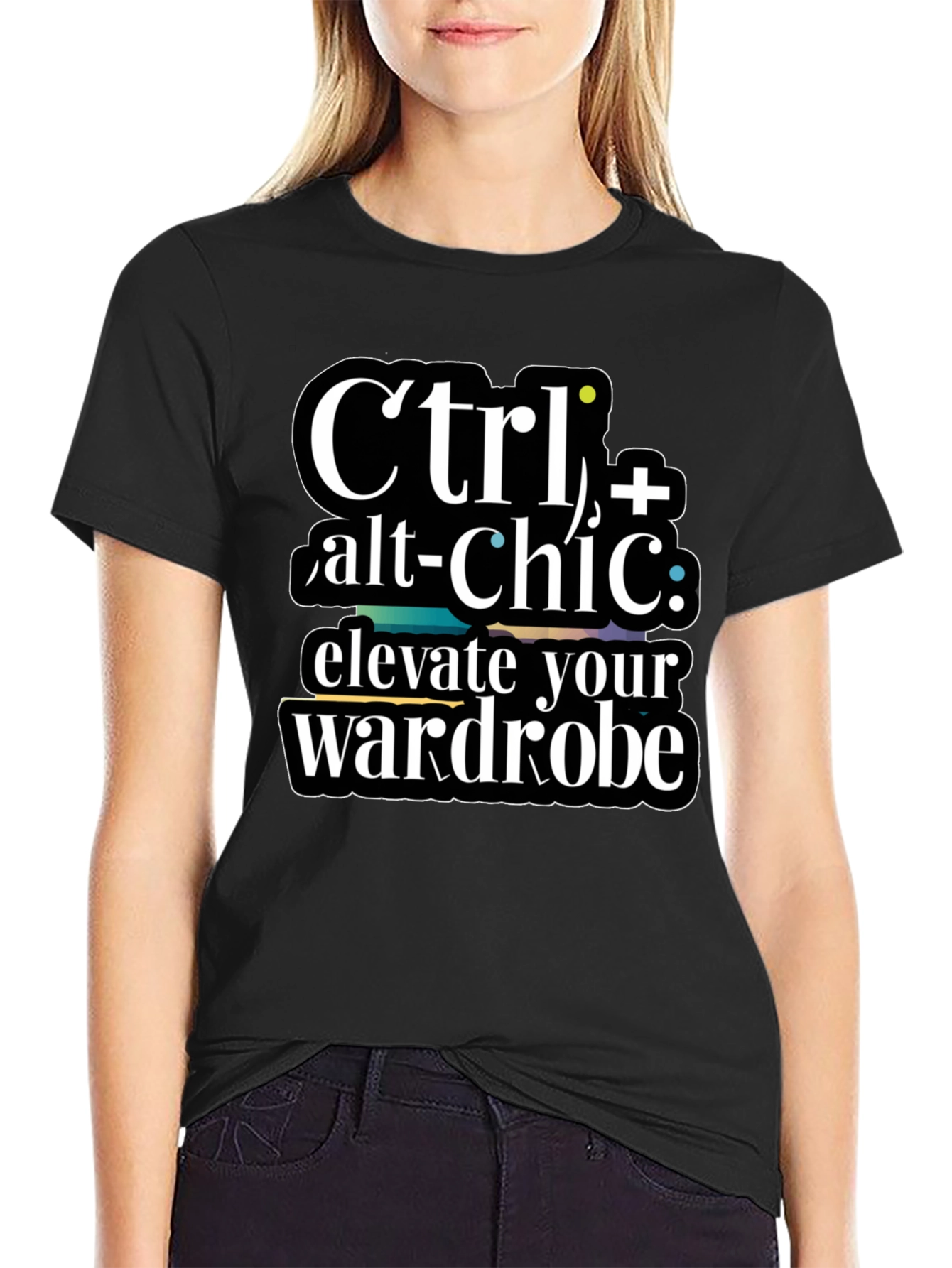 Black Ctrl+Alt+Chic T-Shirt- Elevate Your Wardrobe! view 2
