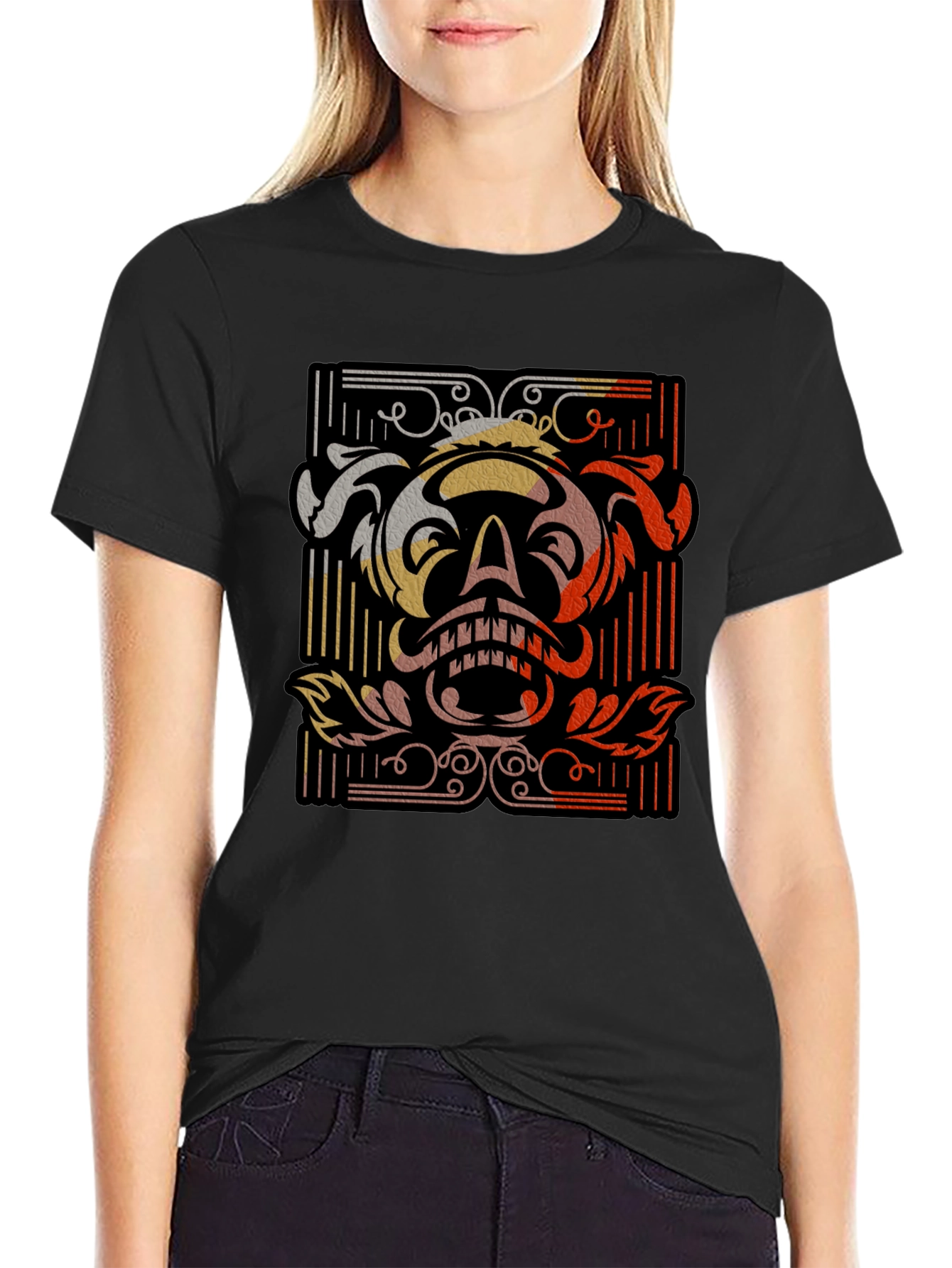 Black Skull Graphic Black T-Shirt - Unique Retro Design view 2