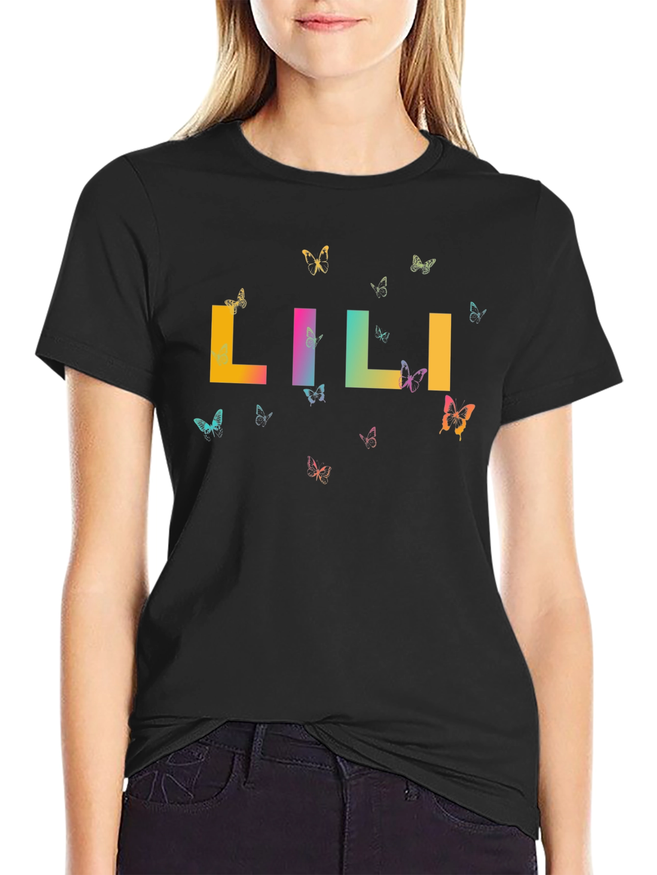 Black Lili Butterfly Graphic Tee - Unisex view 2