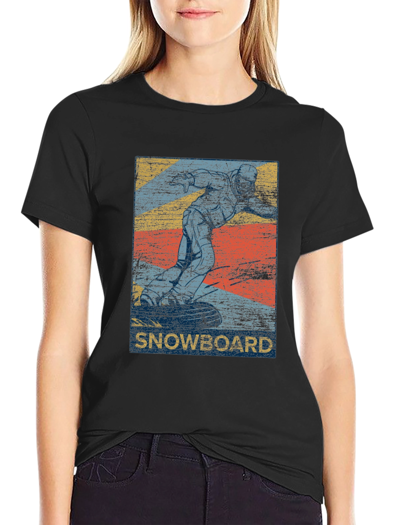 Black Vintage Snowboard Graphic T-Shirt - Black view 2