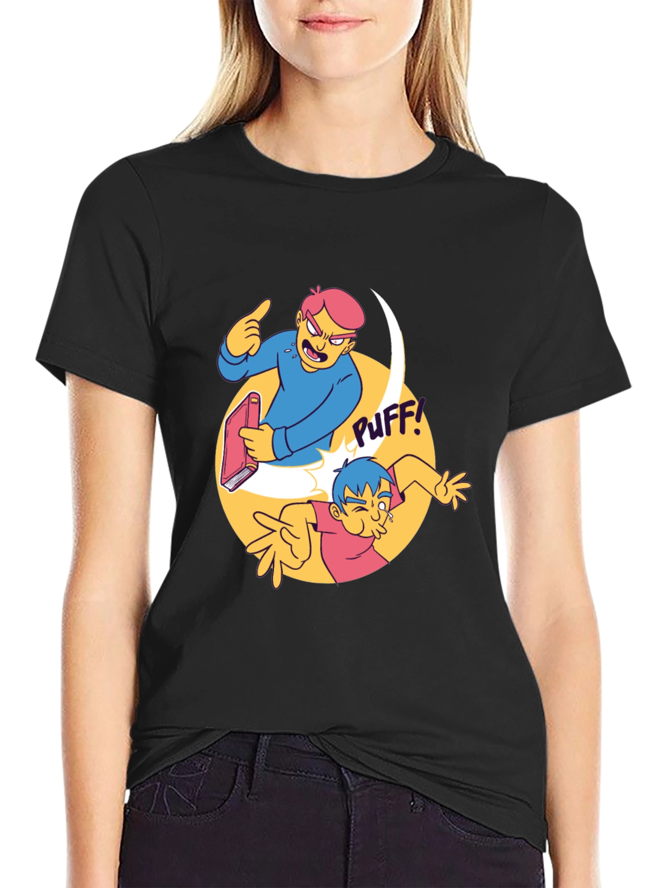 Black Cartoon Slapstick Graphic T-Shirt view 2