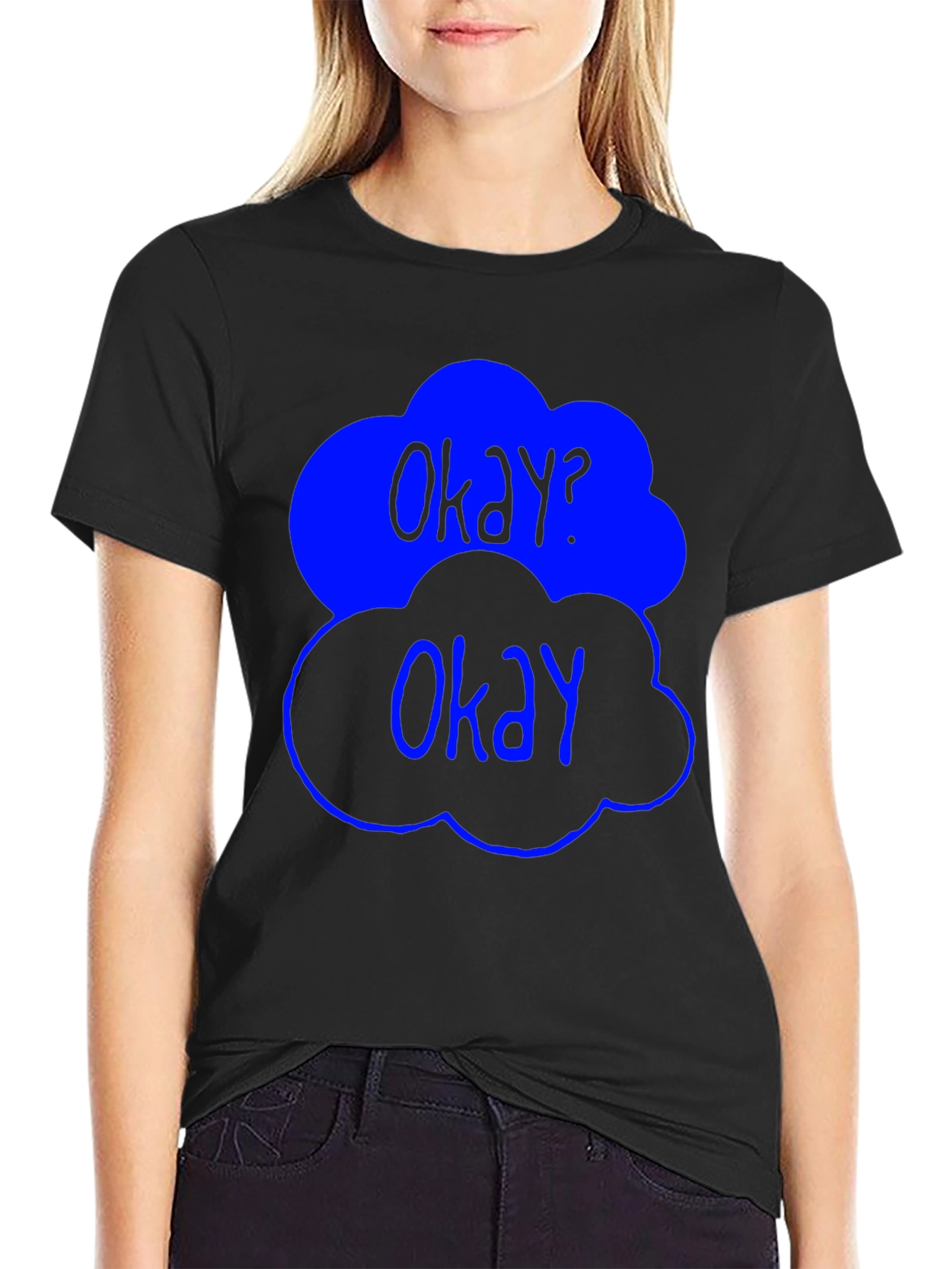 Black Okay? Okay Graphic Tee - Trendy Cloud Design view 2