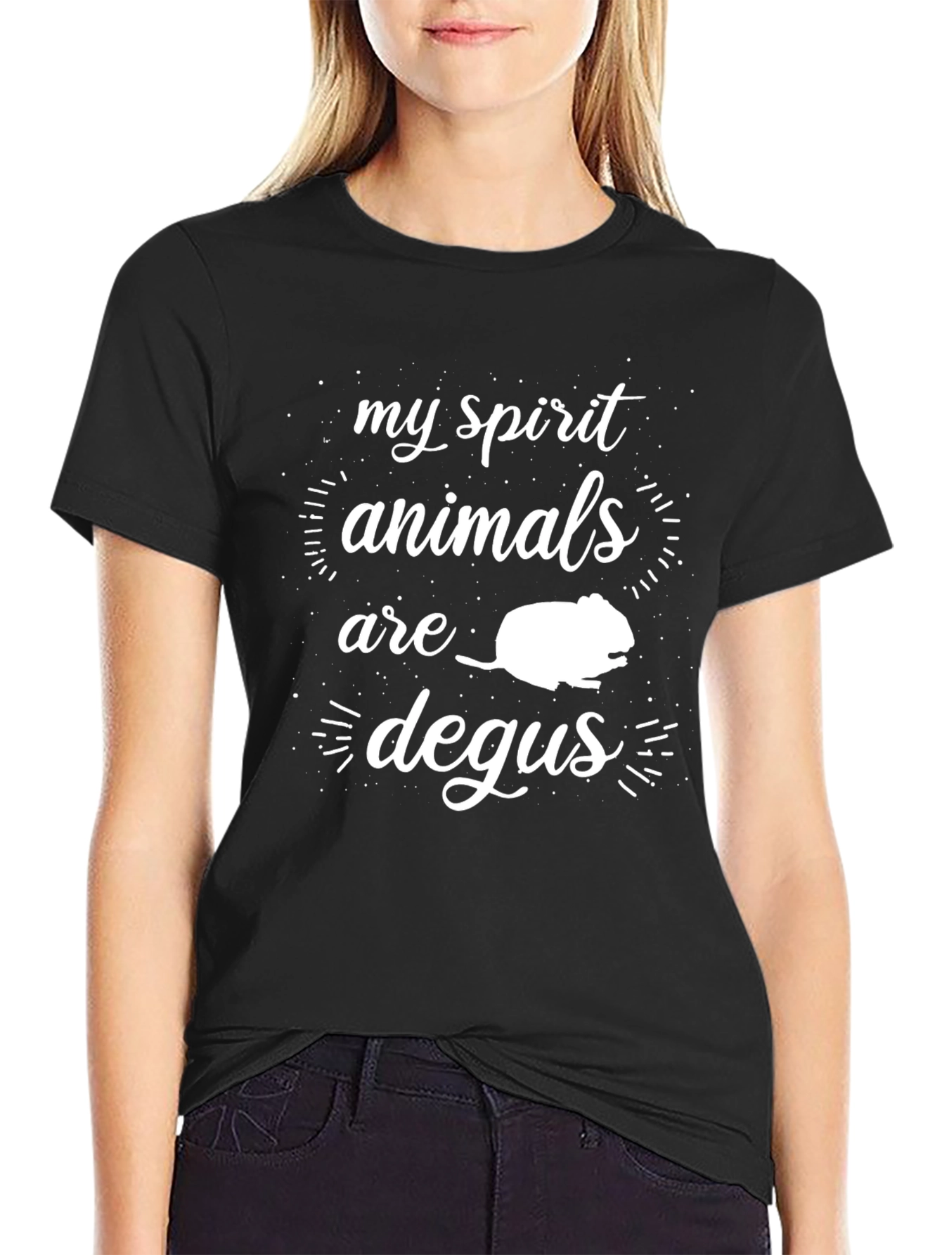 Black My Spirit Animals are Degus T-Shirt view 2