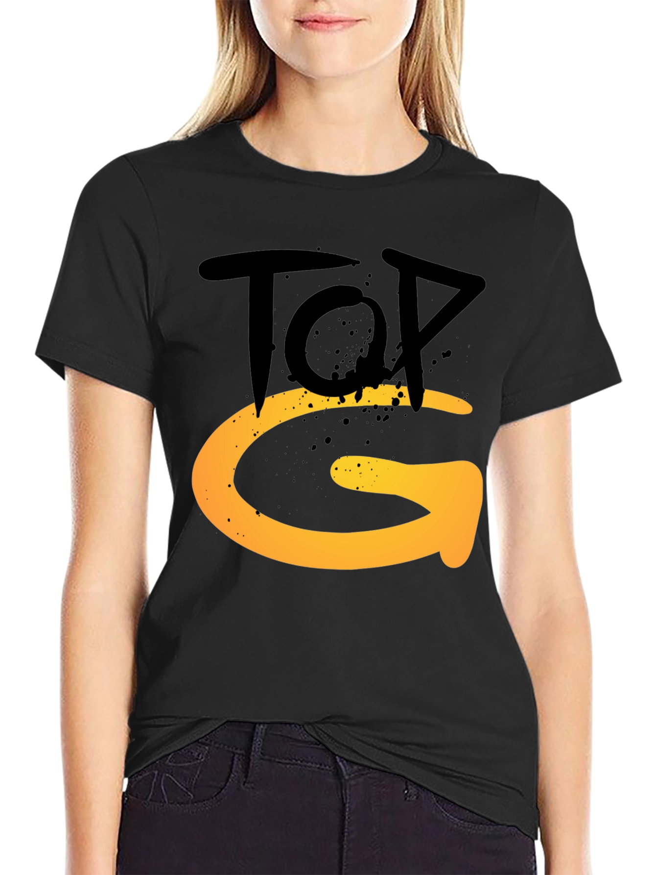 Black Top G Graphic Tee - Stylish Men's Black T-Shirt view 2