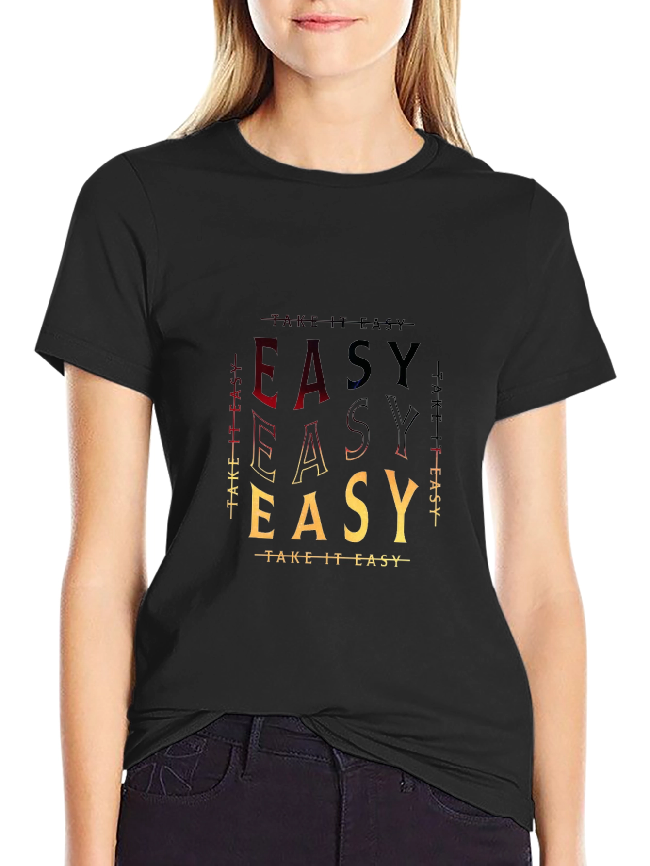 Black Take It Easy T-Shirt - Stylish Graphic Tee view 2