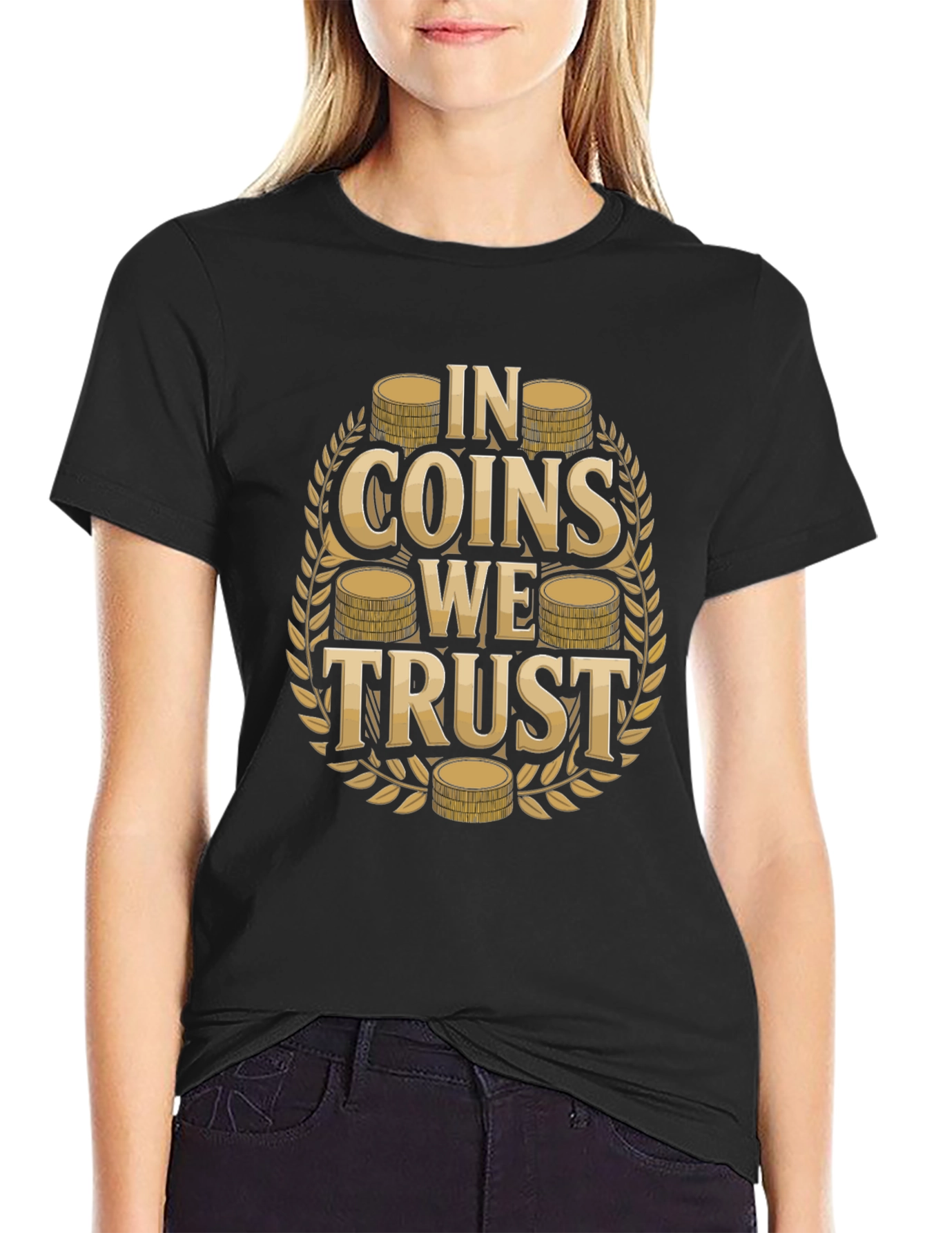 Black In Coins We Trust Graphic Tee - Black Cotton view 2
