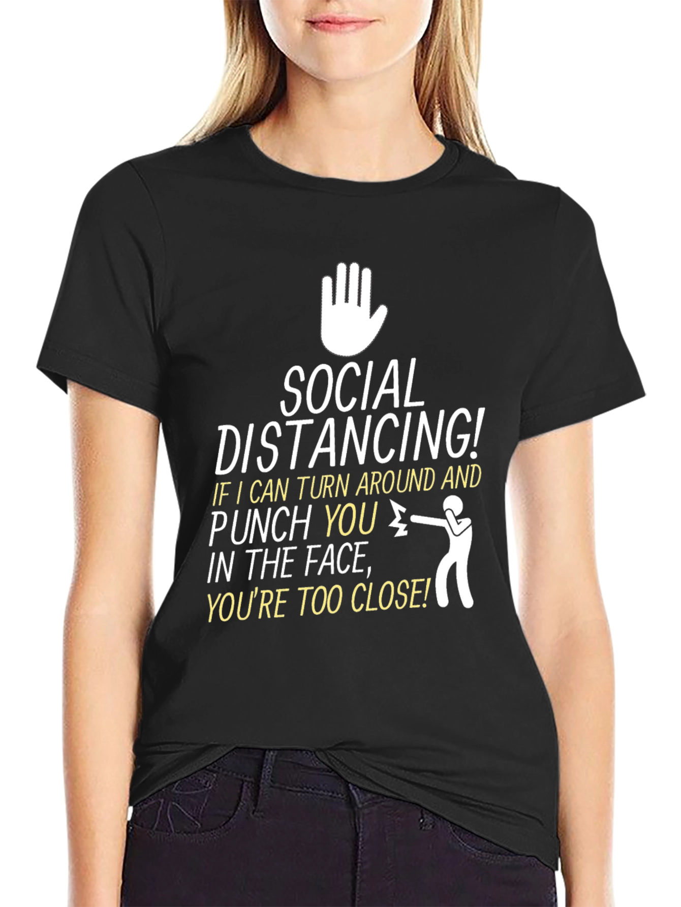 Black Social Distancing Graphic Tee - Stay Safe & Stylish view 2