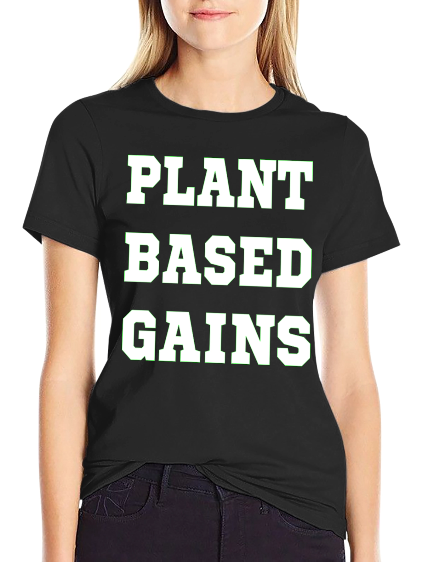 Black Plant Based Gains T-Shirt view 2