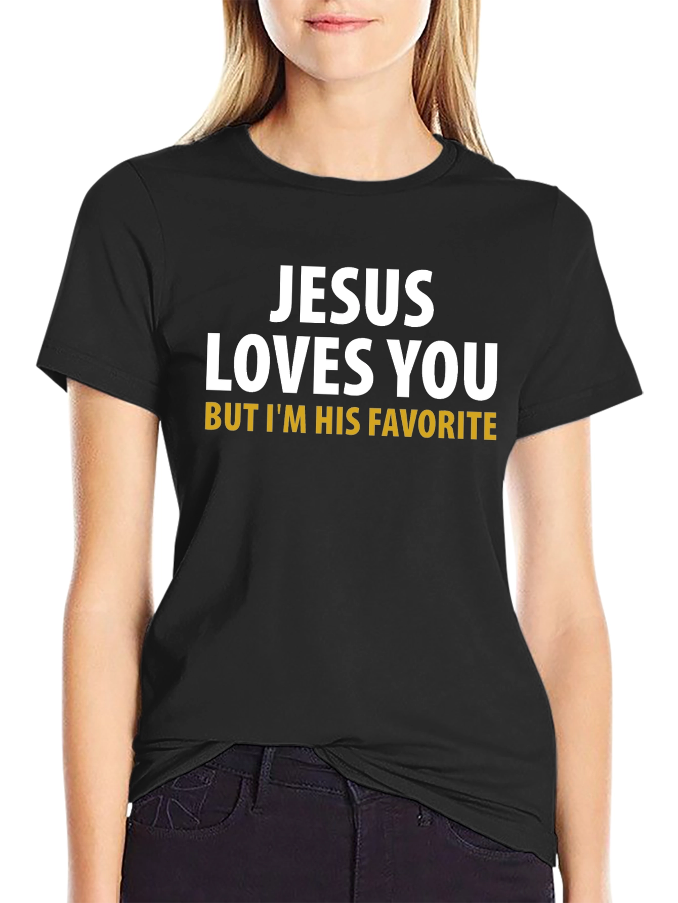 Black Jesus Loves You Funny Graphic T-Shirt view 2