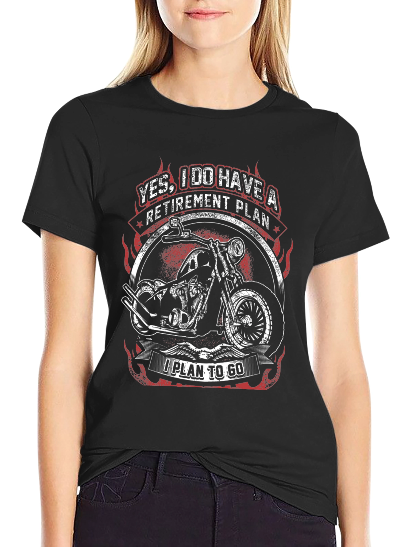 Black Retirement Plan Motorcycle Graphic Tee view 2