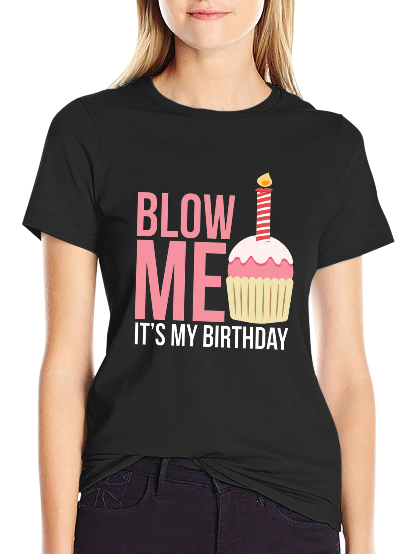 Black Blow Me It's My Birthday T-Shirt view 2