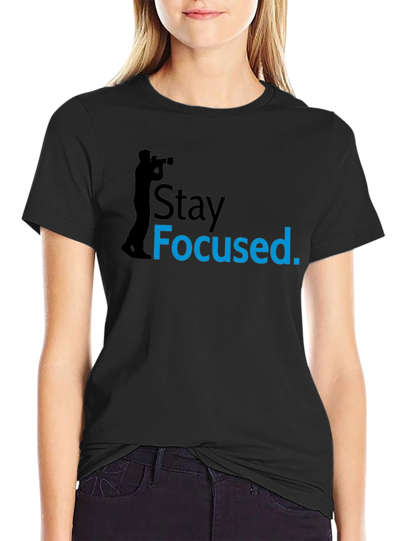 Black Stay Focused T-Shirt - Photographer Theme view 2