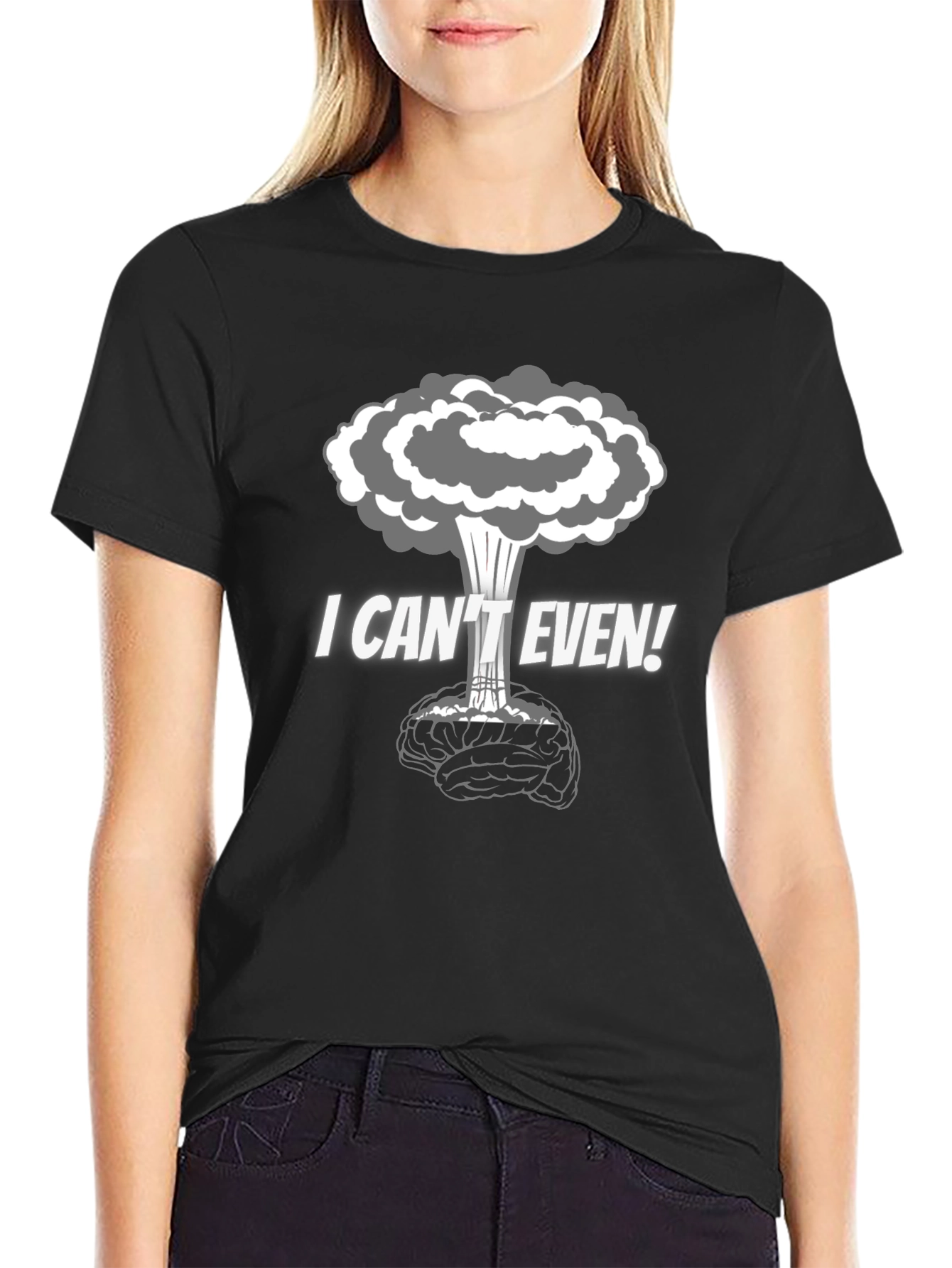 Black I Can't Even! Brain Explosion Graphic T-Shirt view 2