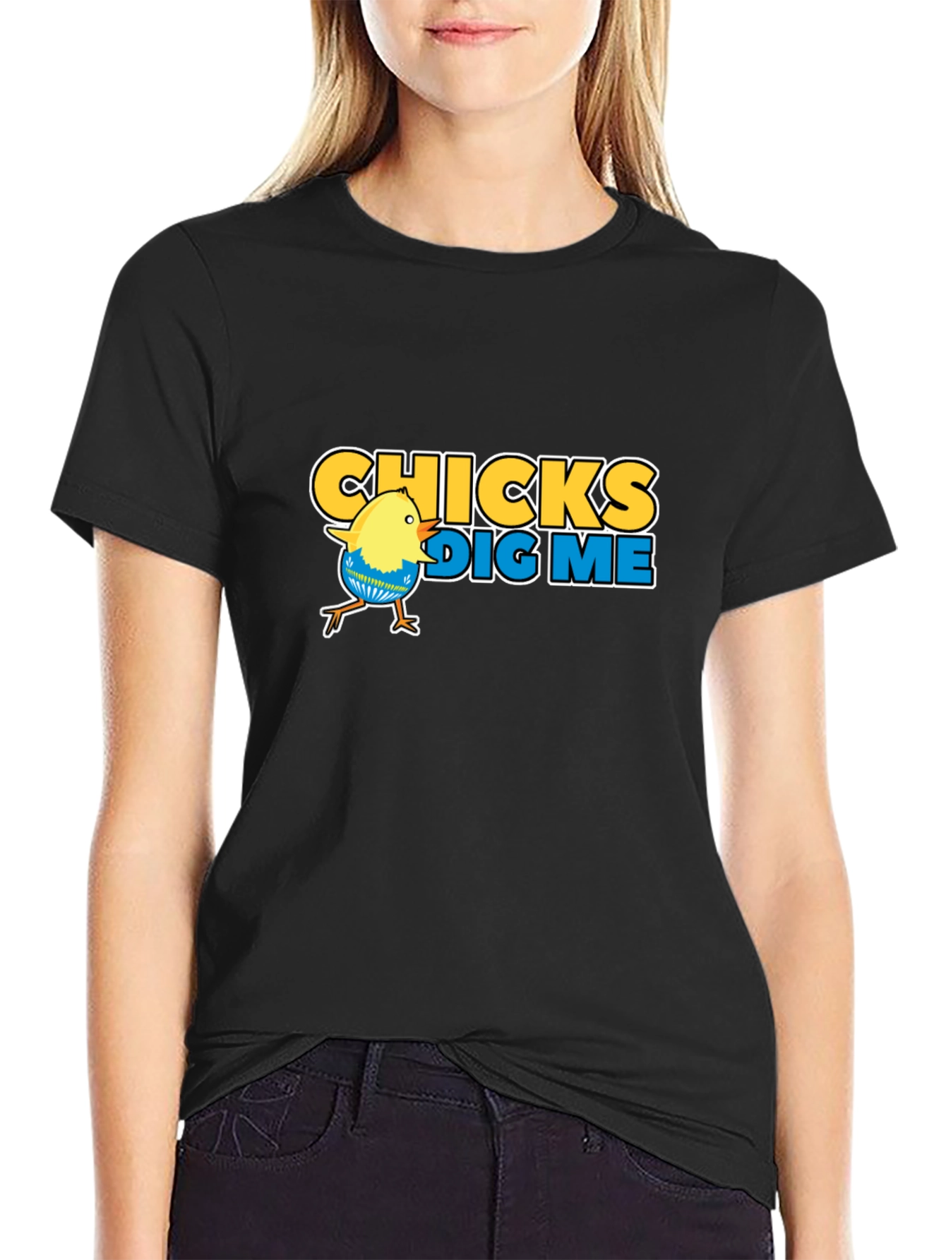 Black Funny Chicks Dig Me Graphic T-Shirt view 2