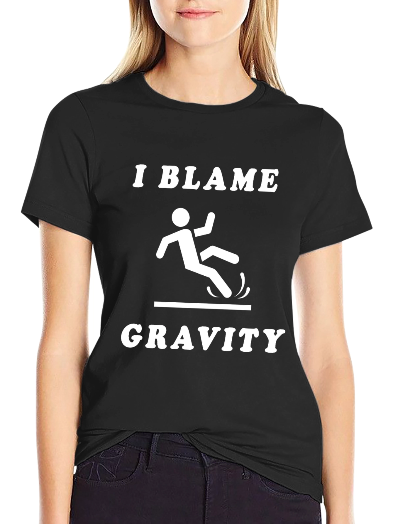 Black I Blame Gravity Graphic T-Shirt - Funny Humor Tee view 2