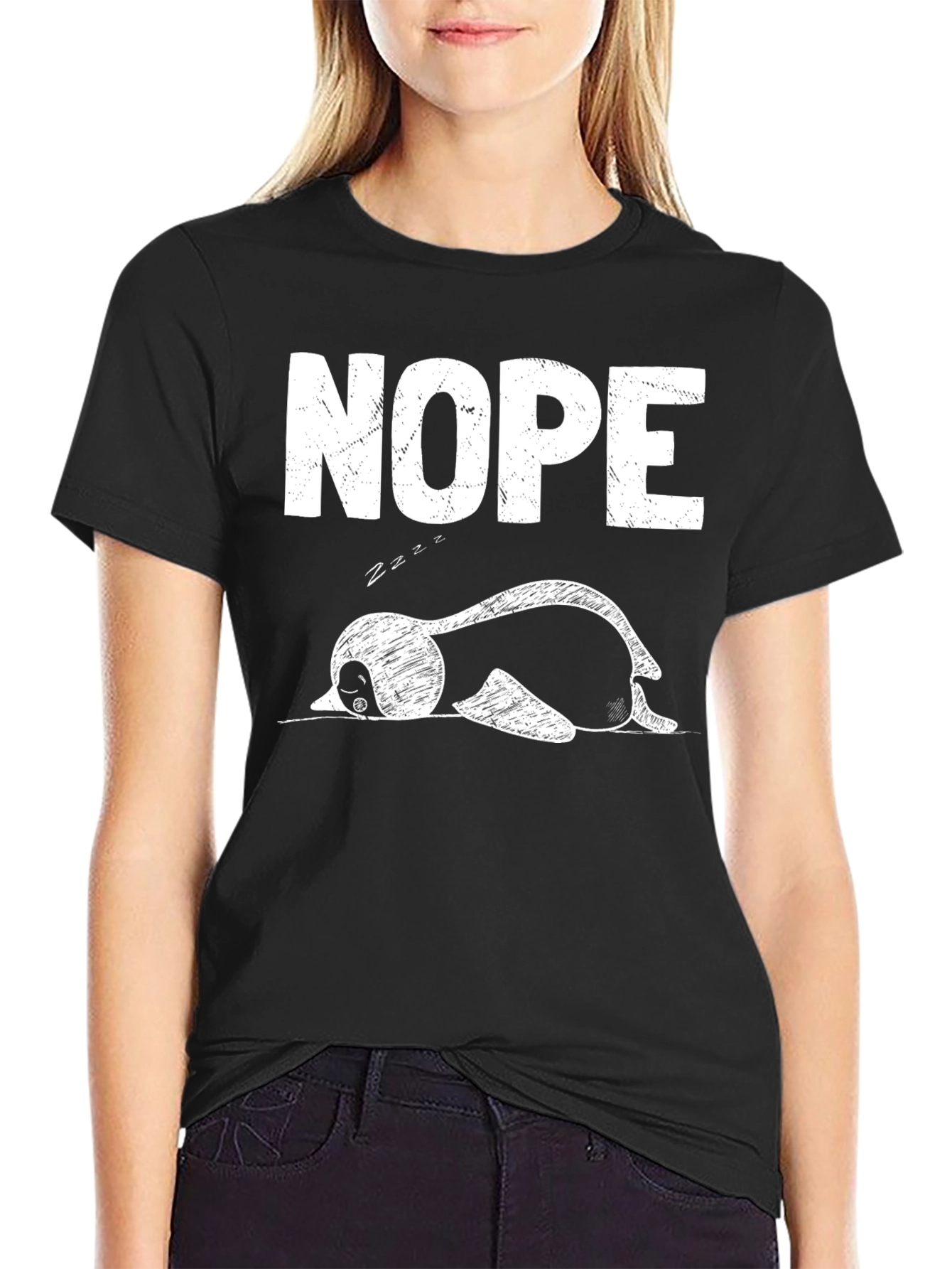 Black Nope Sloth Tee - Relaxed Fit, Comfy Cotton view 2