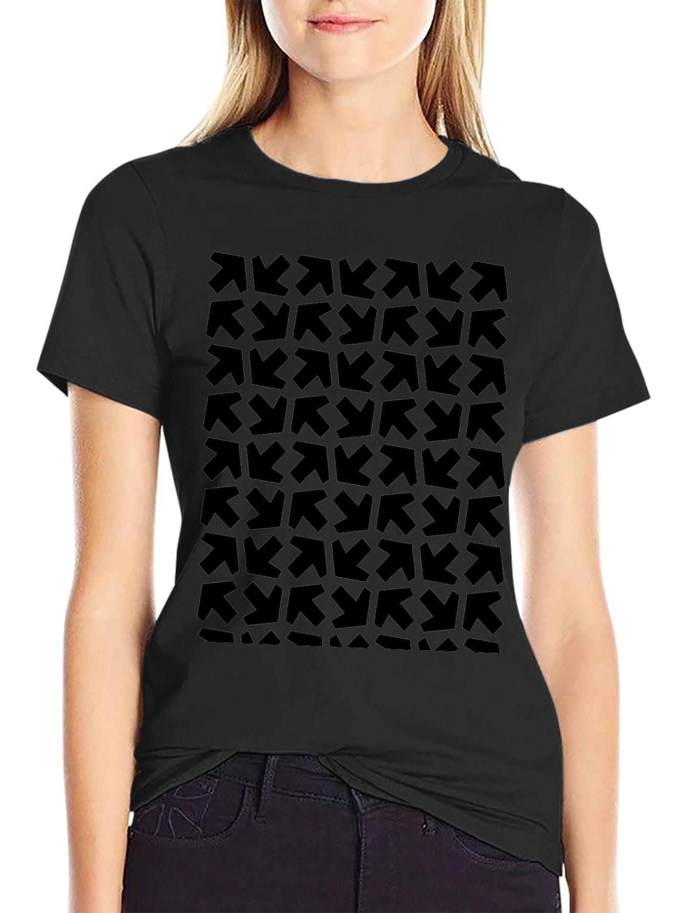 Abstract Arrow Pattern Black T-Shirt - Modern Graphic Tee - 2