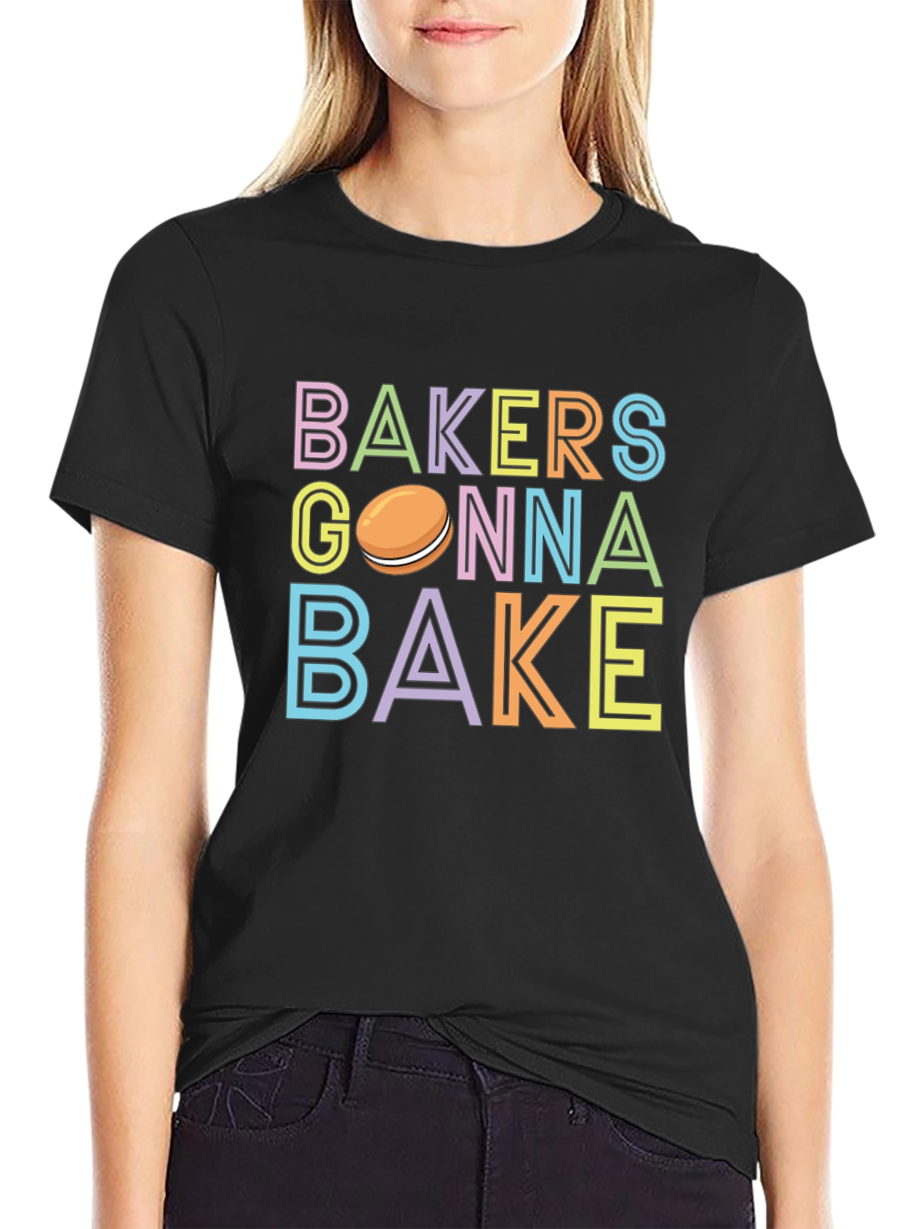 Black Bakers Gonna Bake T-Shirt - Cute Macaron Design view 2