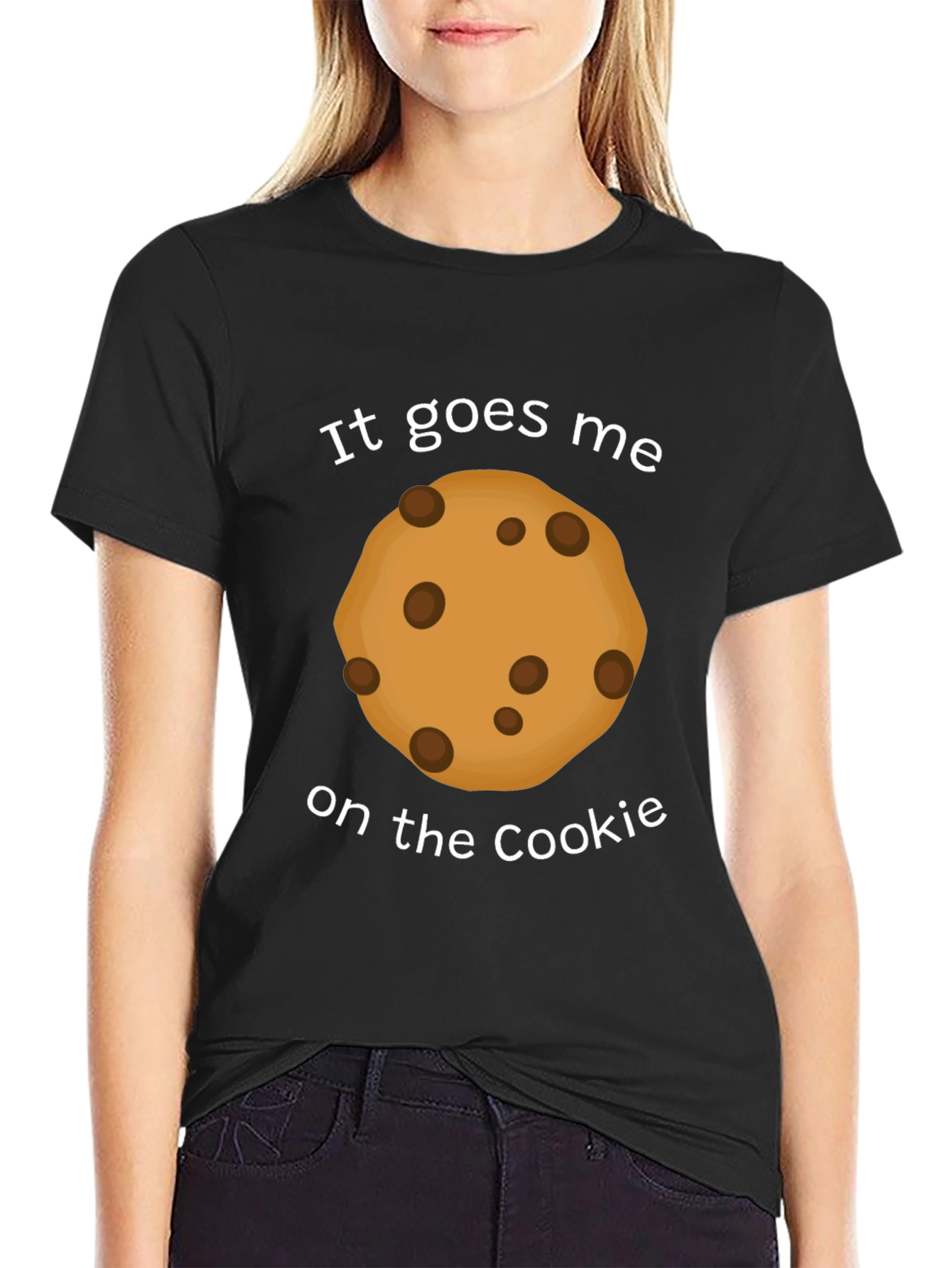 Black It Goes Me on the Cookie Funny T-Shirt view 2
