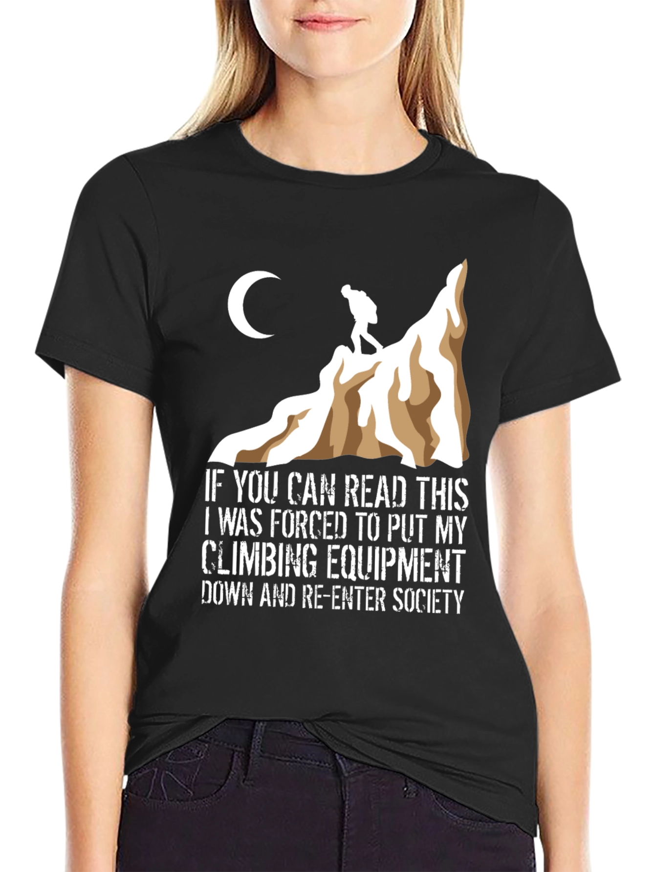 Black Climbing T-Shirt: Forced to Re-Enter Society view 2
