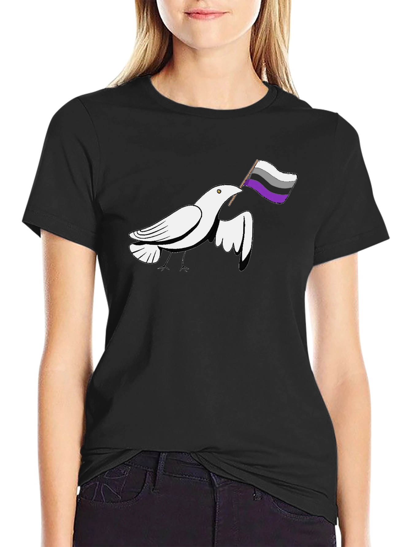 Black Asexual Pride Dove T-Shirt view 2