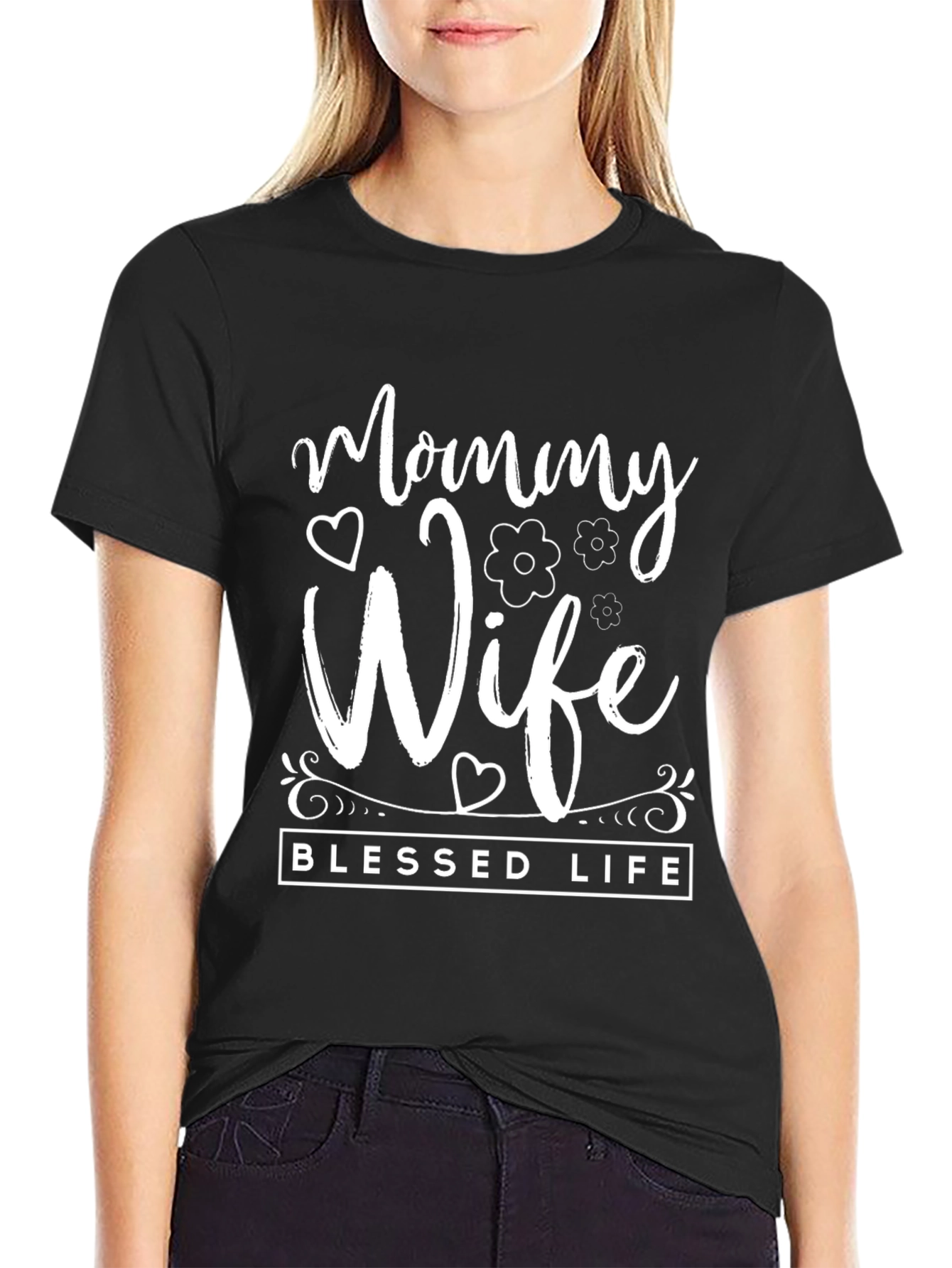 Black Mommy Wife Blessed Life Graphic T-Shirt view 2