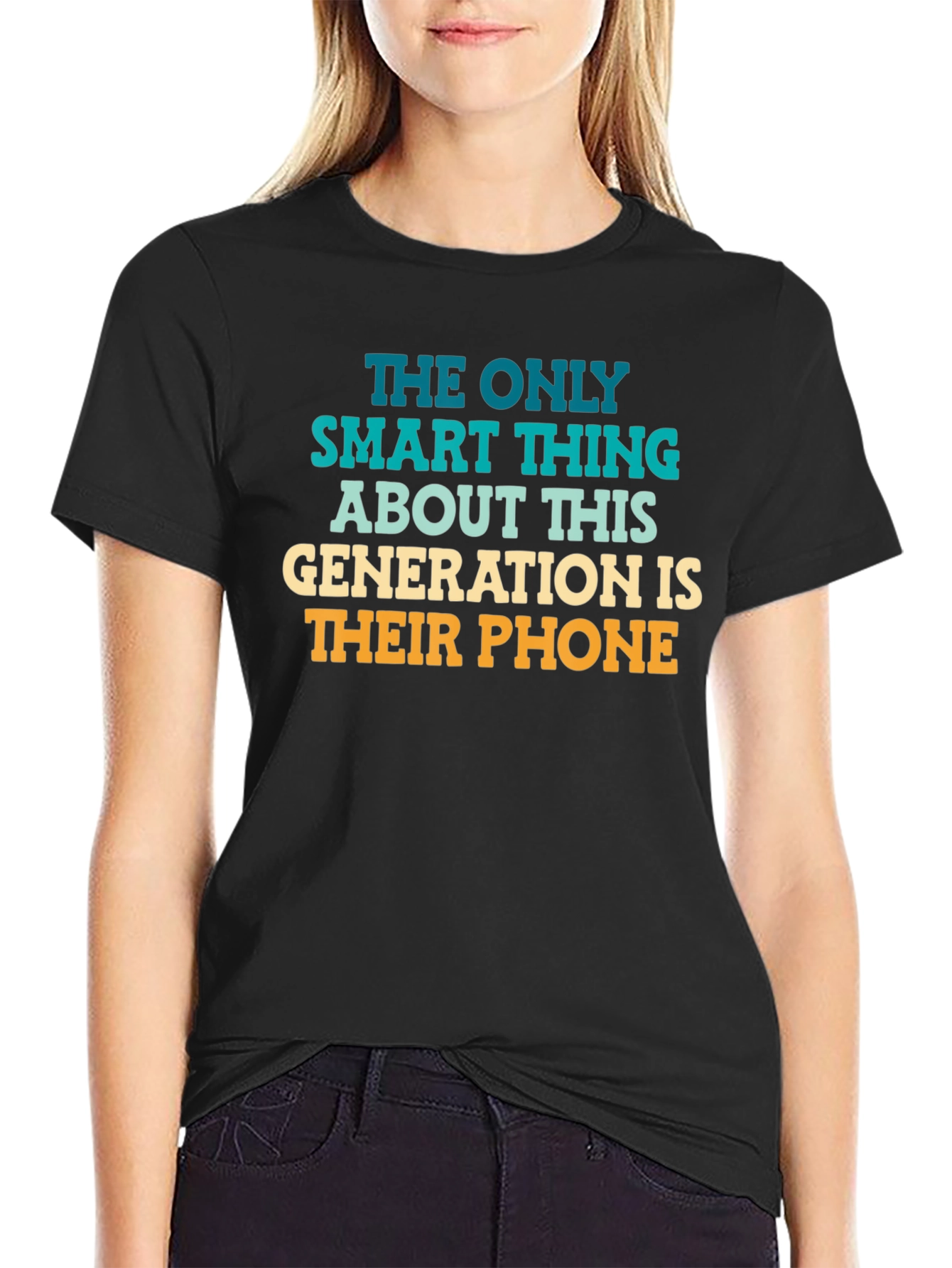 Black Smart Phone Generation Graphic Tee view 2