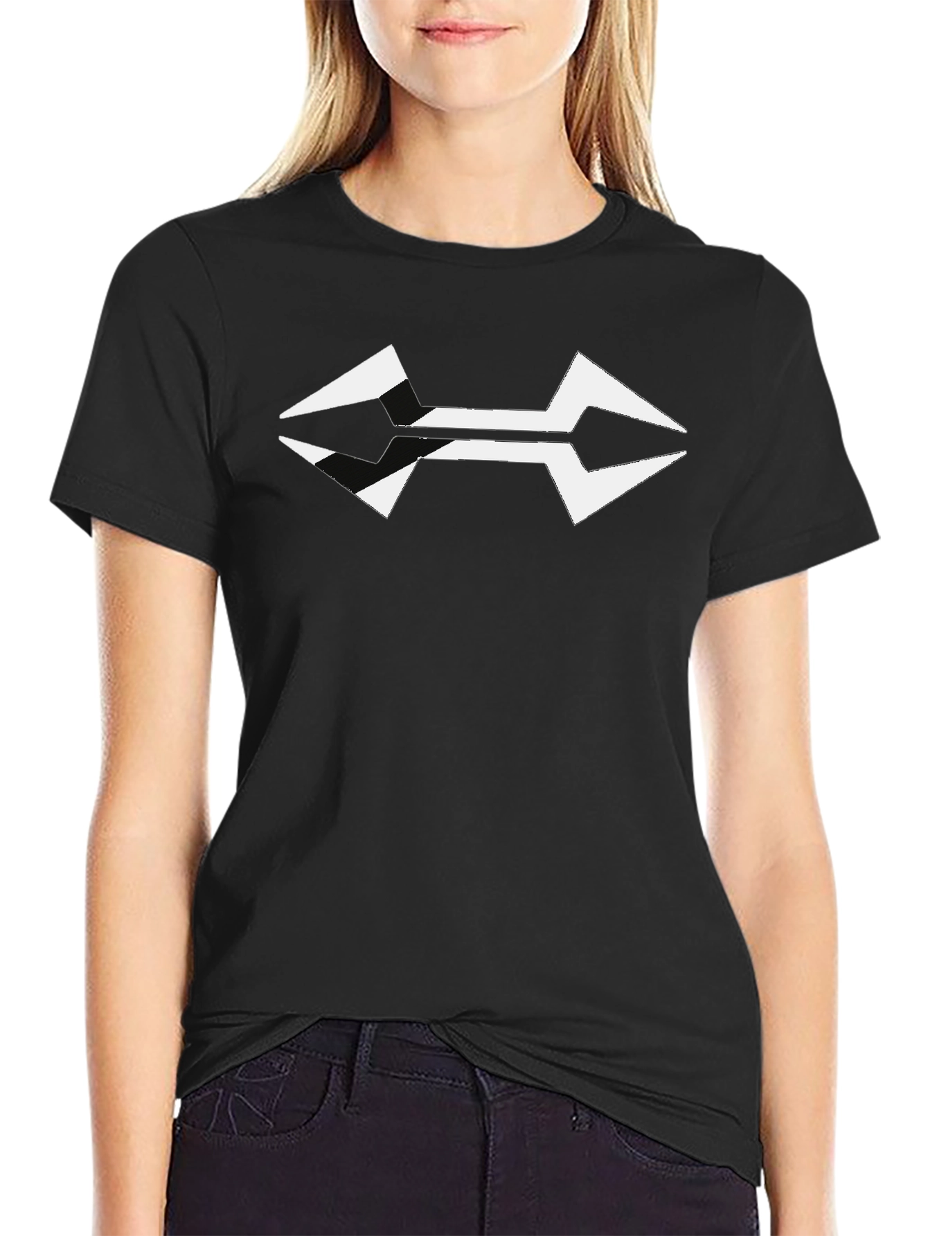 Black Modern Arrowhead Graphic Black T-Shirt view 2
