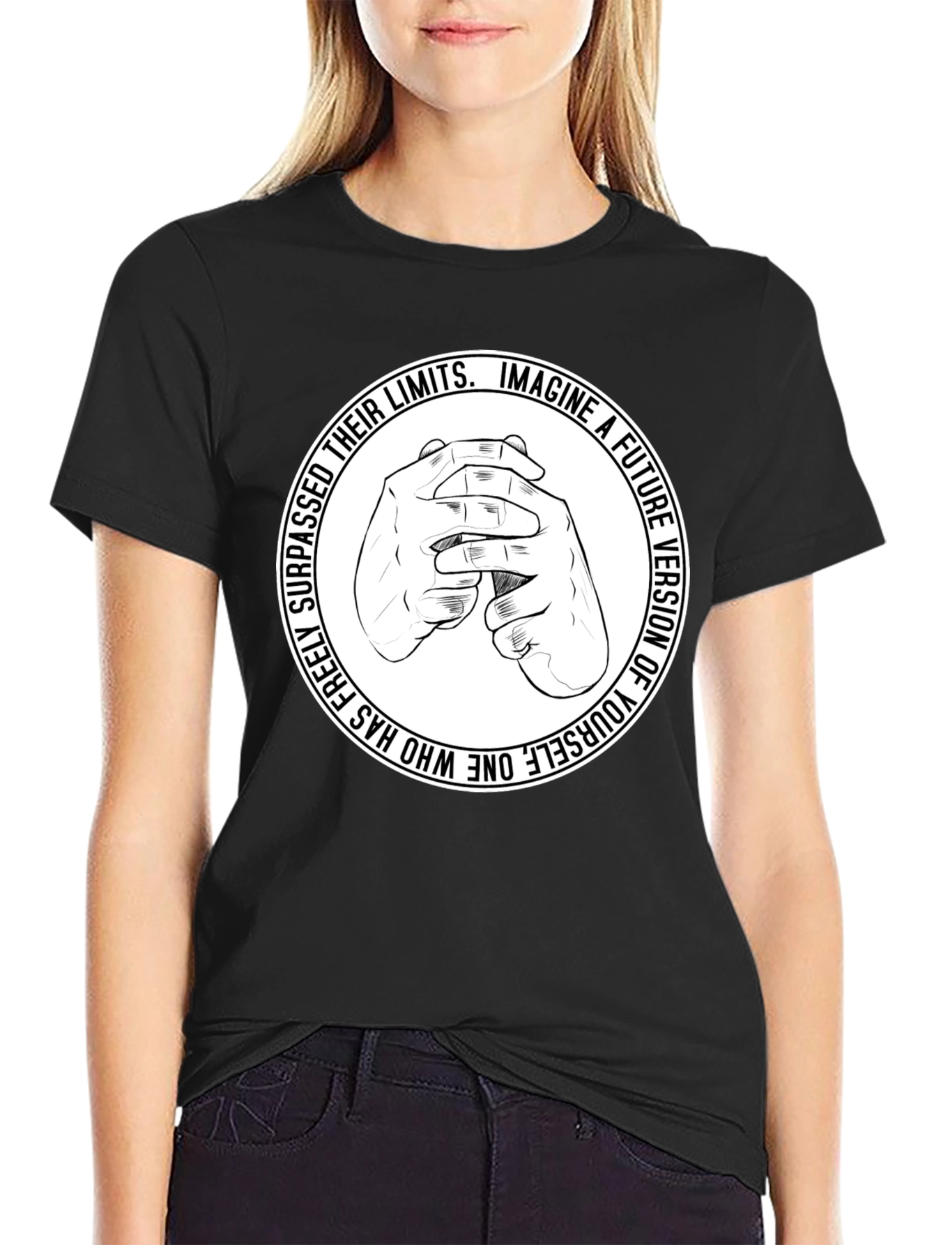 Black Motivational Graphic T-Shirt - Imagine a Future Version view 2