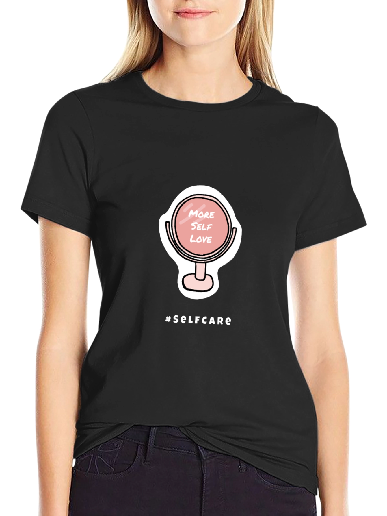 Black Self-Care Mirror Graphic T-Shirt view 2
