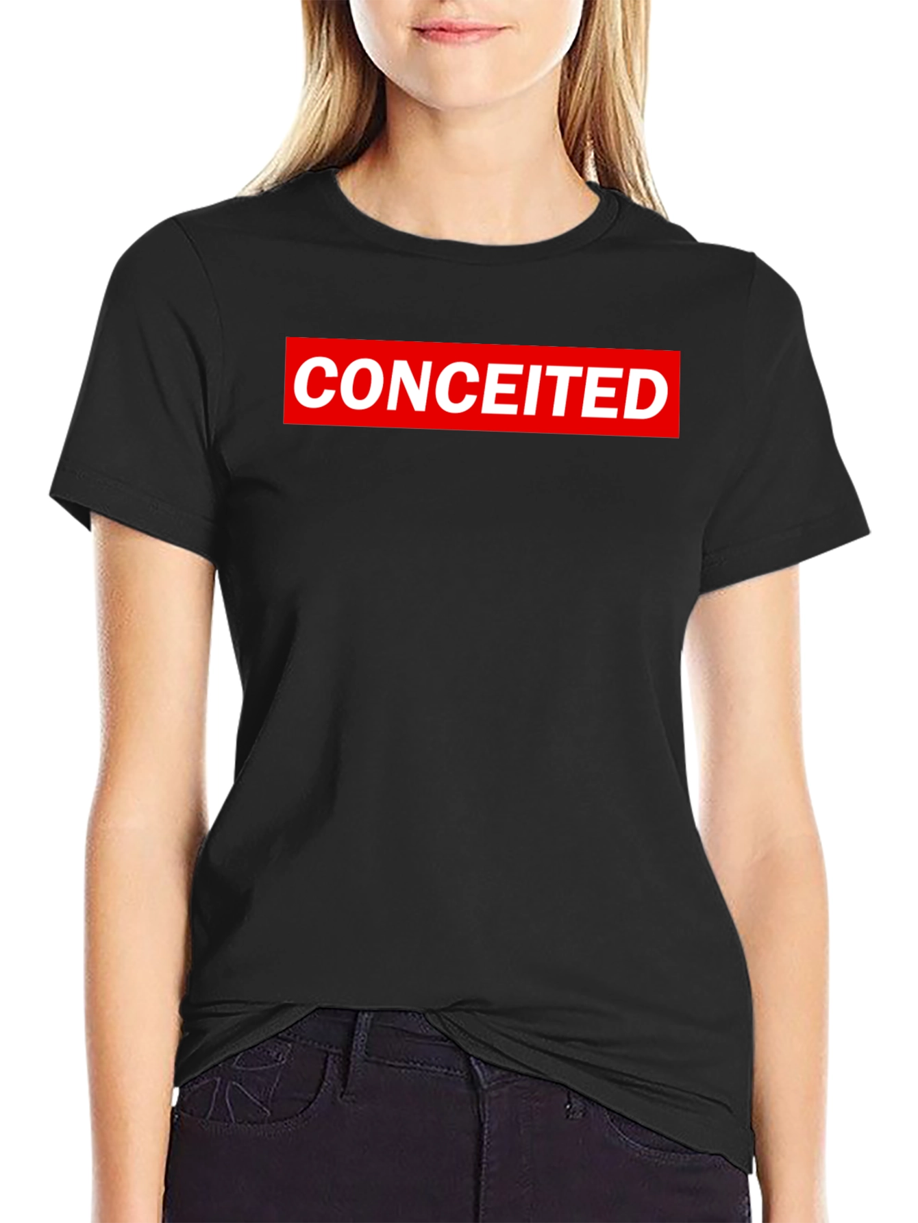 Black Conceited Graphic Tee - Black Crew Neck T-Shirt view 2