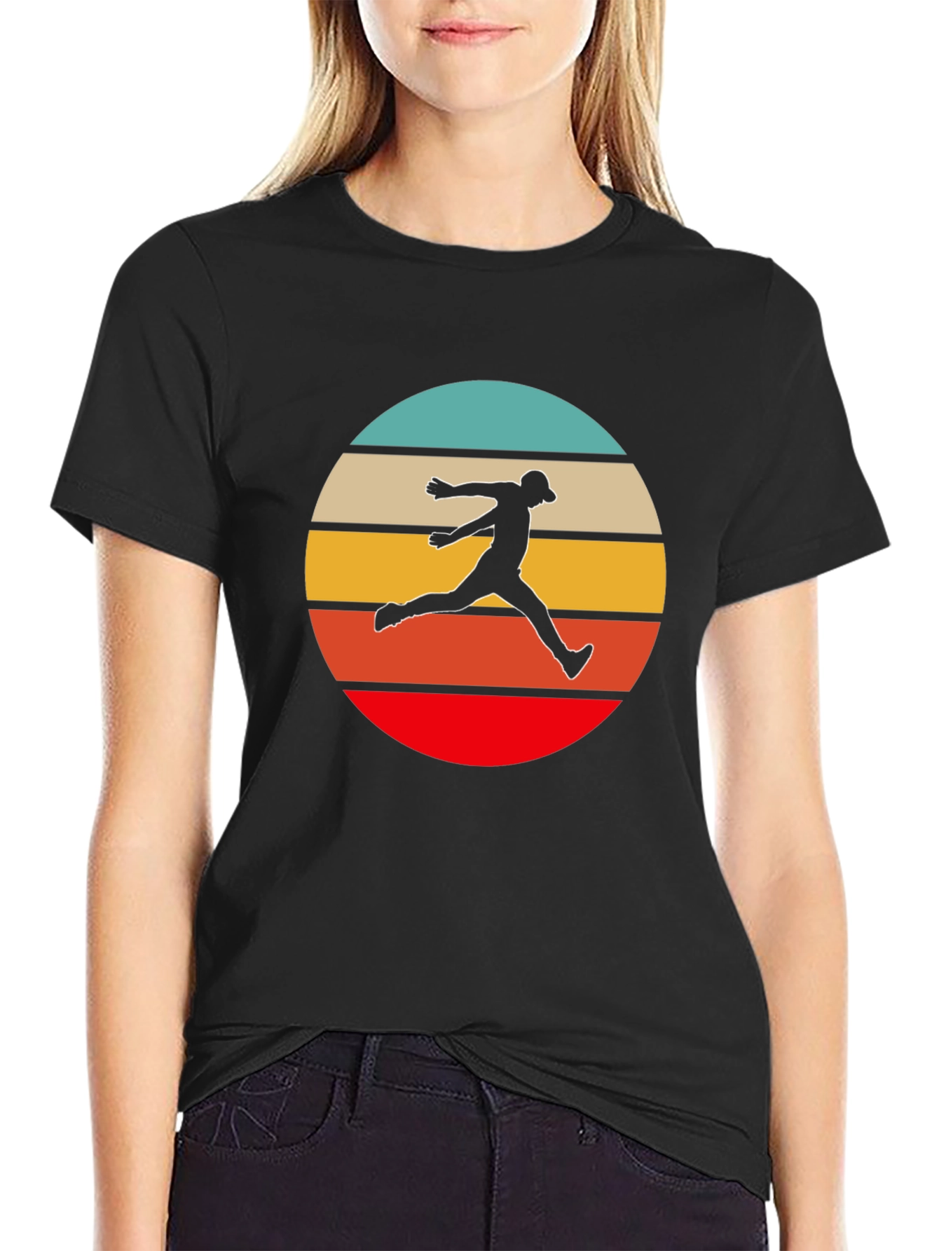 Black Retro Runner T-Shirt - Vintage Style Athletic Tee view 2