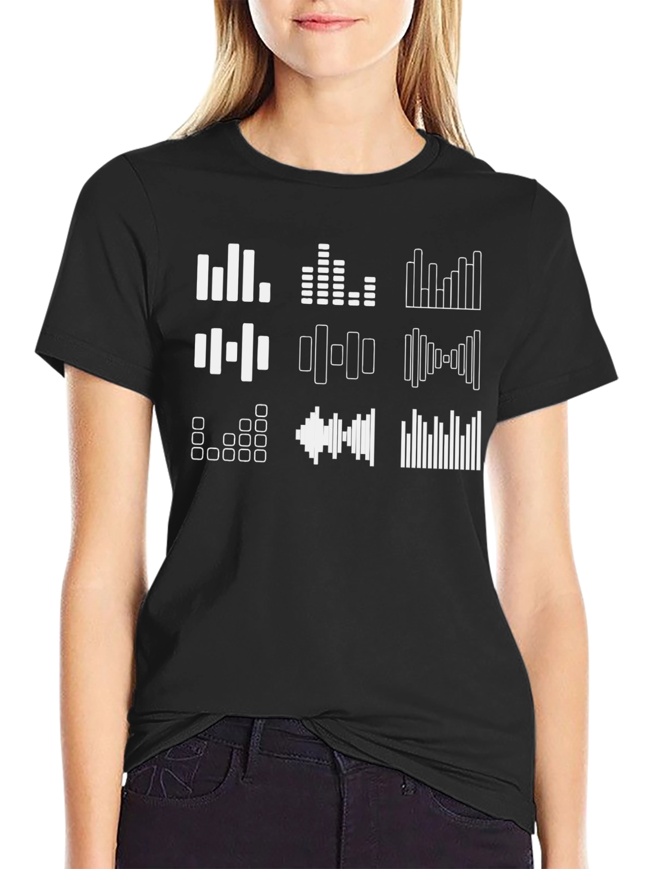 Black Sound Wave Graphic T-Shirt - Black view 2