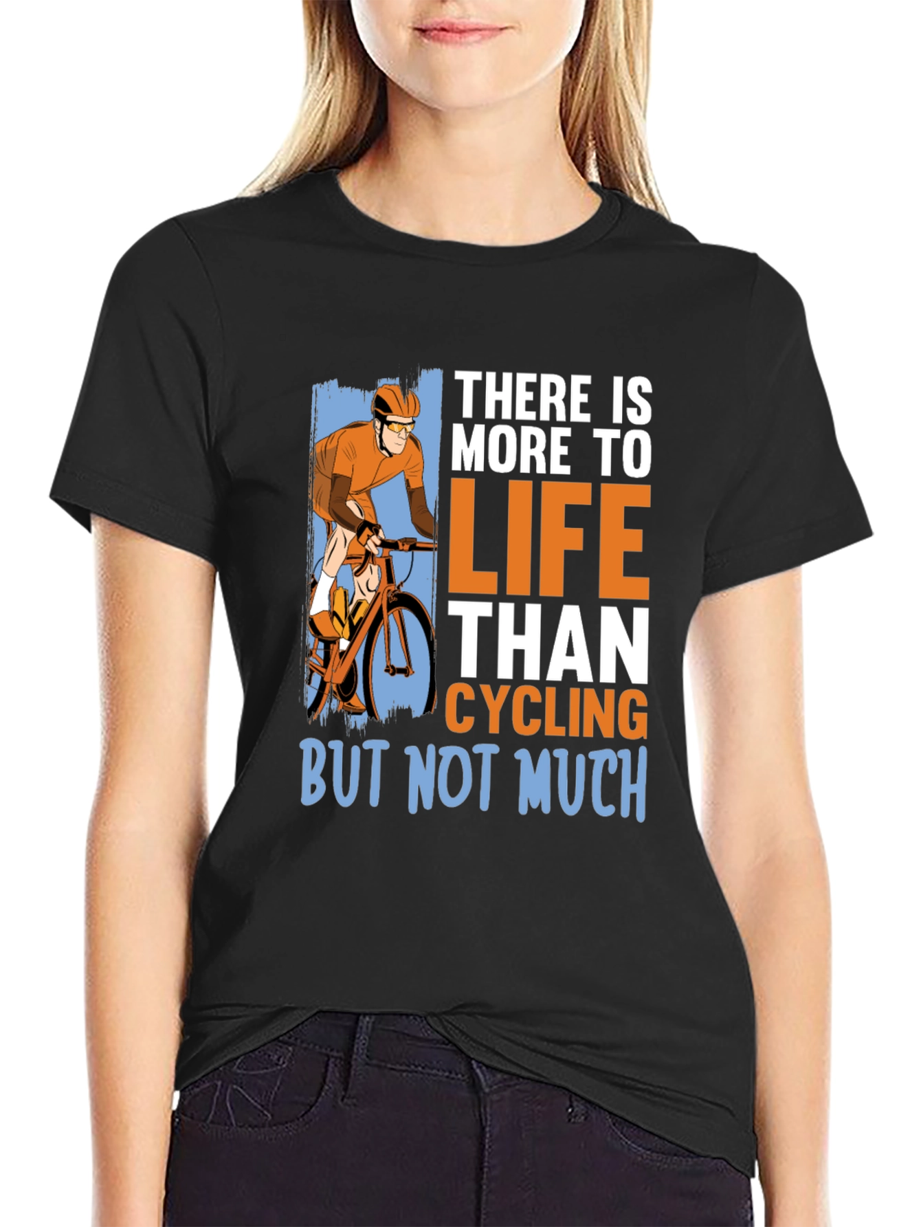 Black Cycling T-Shirt: There Is More To Life Than Cycling view 2