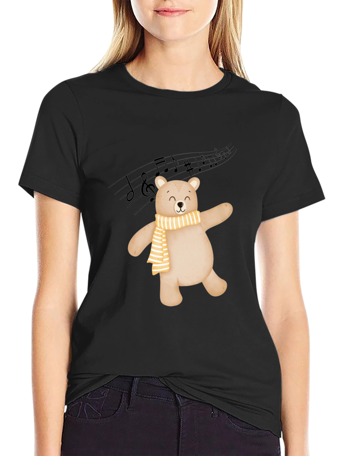 Black Dancing Bear Graphic Tee - Soft Cotton Comfort view 2