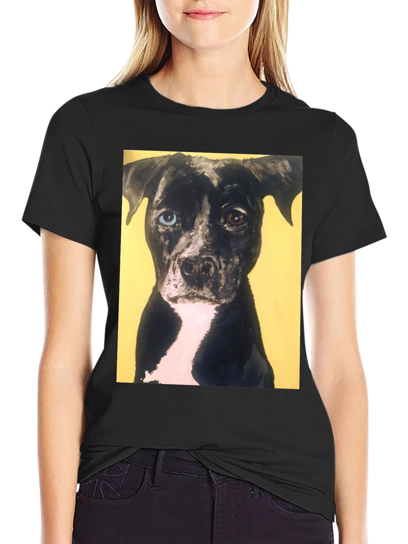 Black Dog Portrait Tee - Heterochromia Eyes view 2