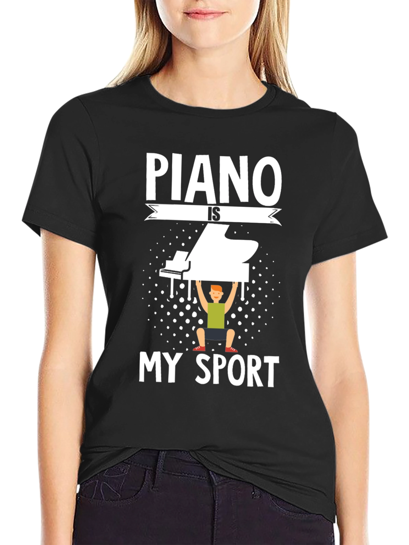 Black Piano is My Sport T-Shirt - Musician Workout Tee view 2