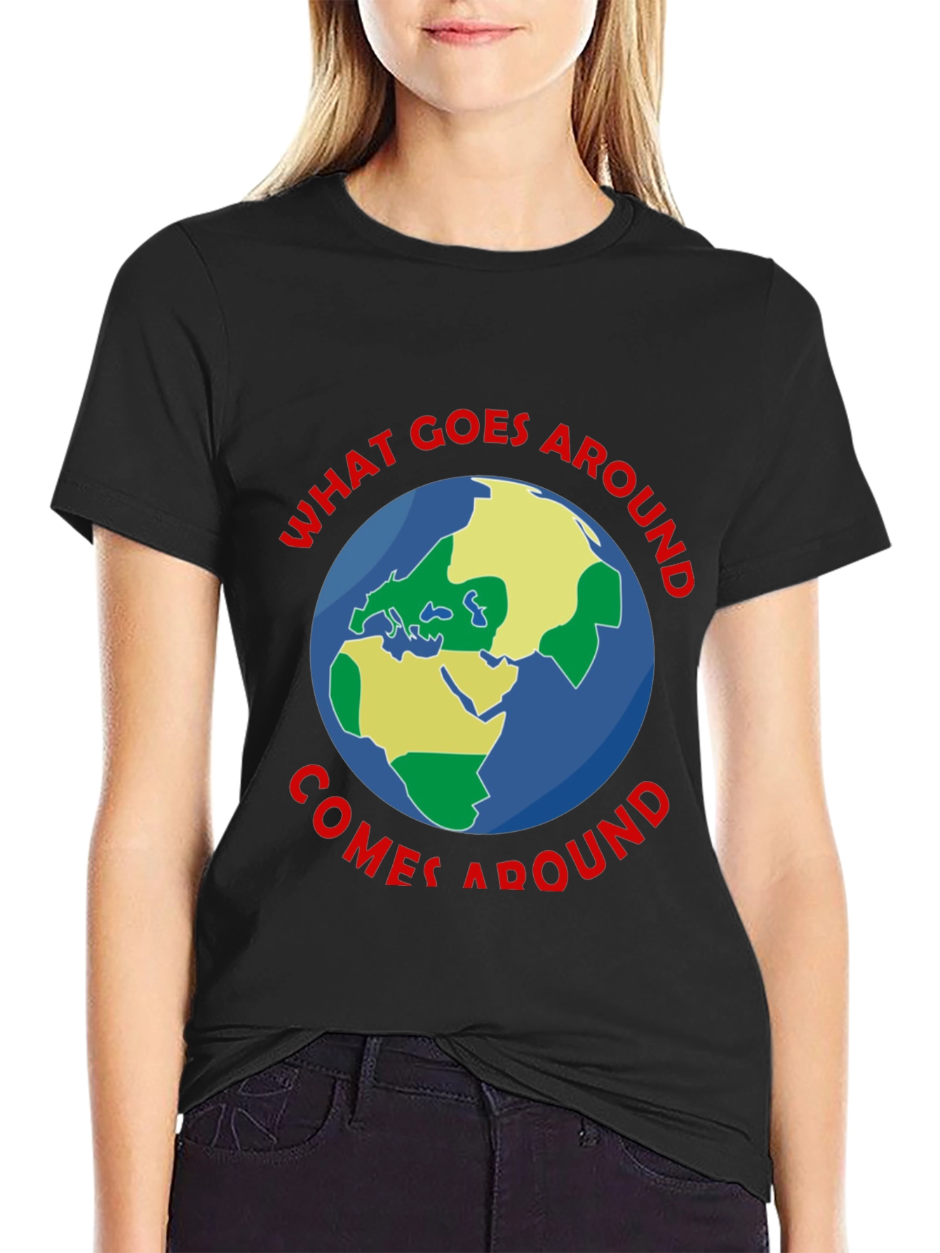 Black What Goes Around T-Shirt - Earth Graphic Tee view 2