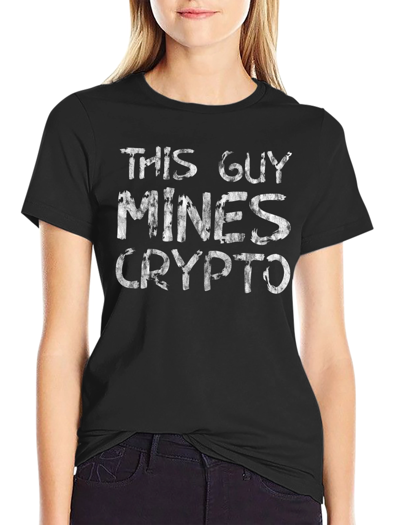 Black Crypto Miner T-Shirt - "This Guy Mines Crypto" Black Tee view 2