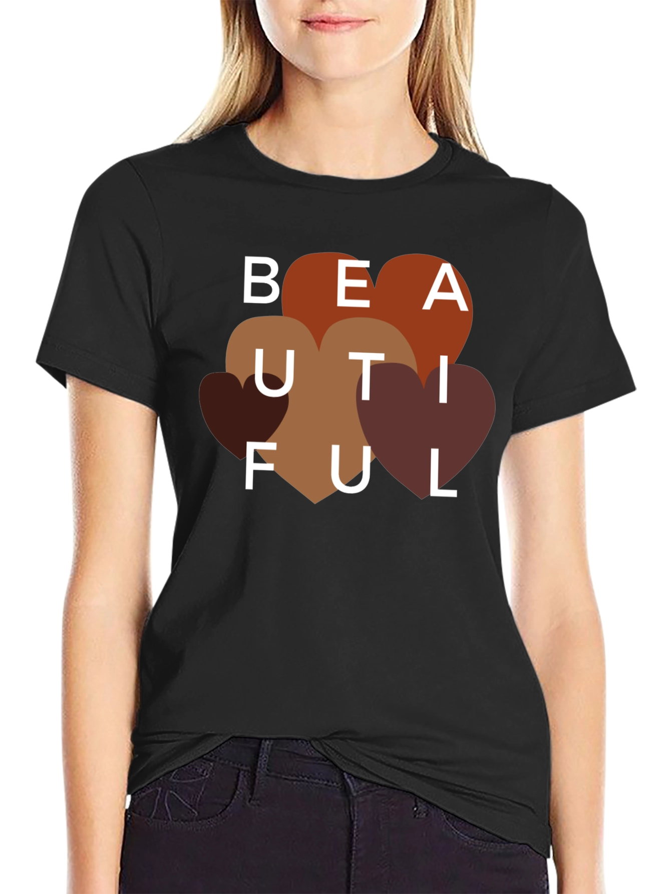 Black Beautiful Heart Tee - Stylish Graphic T-Shirt view 2