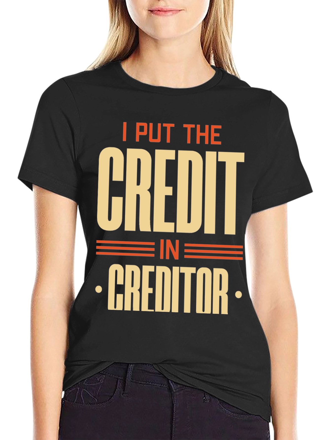 Black Credit Creditor Funny Graphic T-Shirt view 2