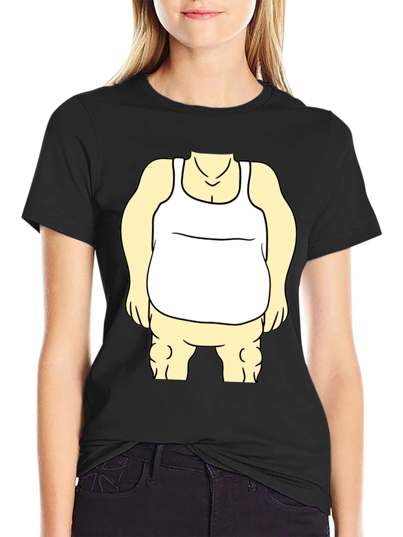 Black Funny Cartoon Character Graphic Black T-Shirt view 2
