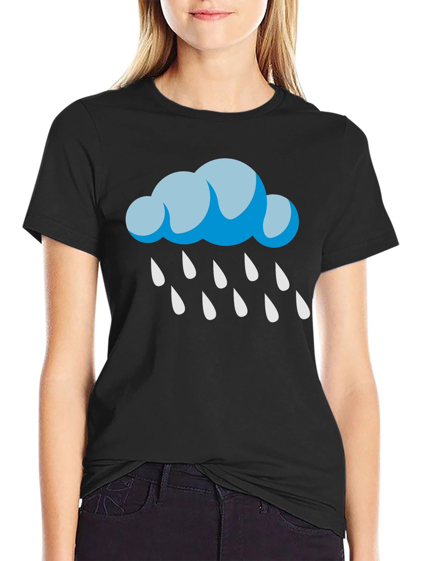 Black Rain Cloud Graphic T-Shirt - Black Cotton Tee view 2
