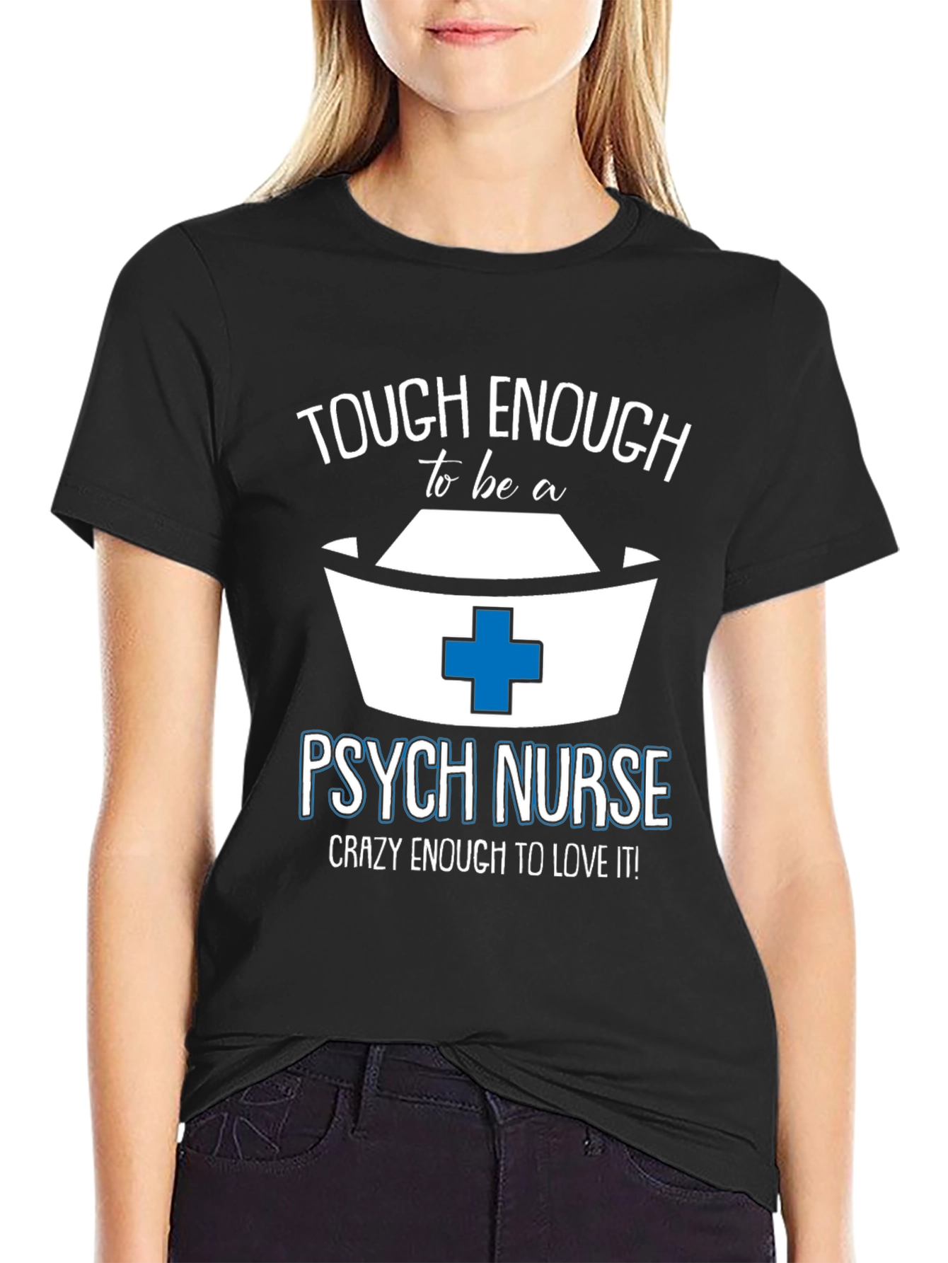 Black Tough Enough Psych Nurse Tee view 2