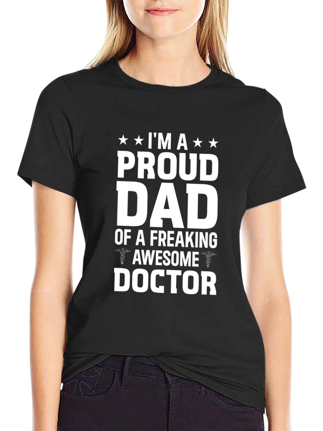 Black Proud Dad of an Awesome Doctor T-Shirt - Black view 2