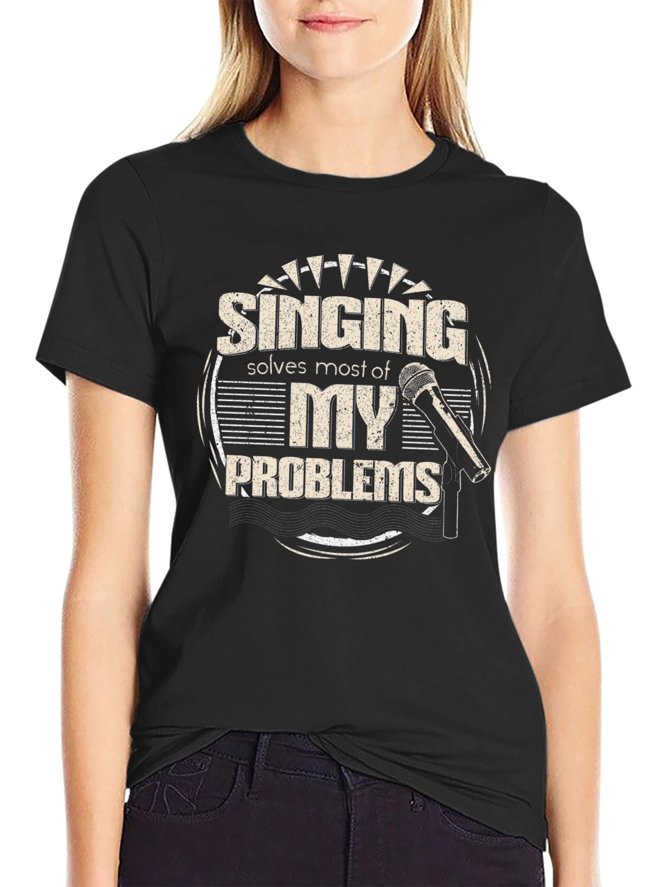 Black Singing Solves Problems T-Shirt view 2