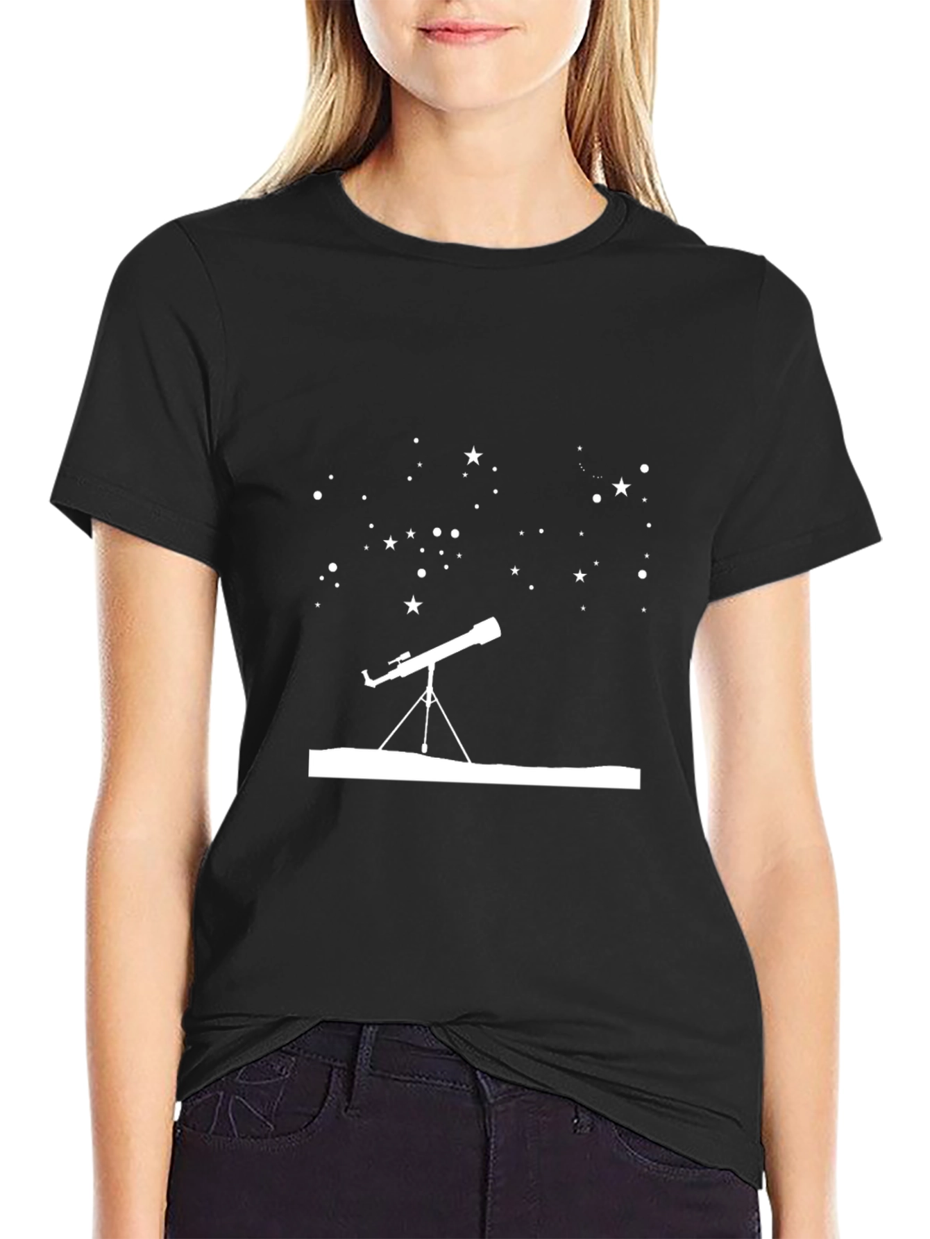 Black Astronomy Lover T-Shirt - Stargazing Tee view 2