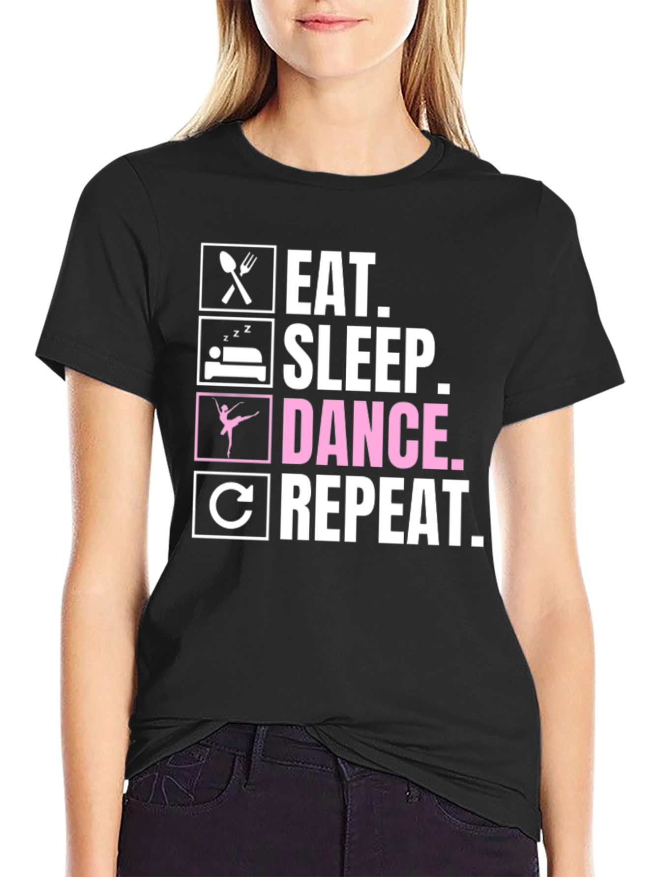 Black Eat Sleep Dance Repeat T-Shirt view 2