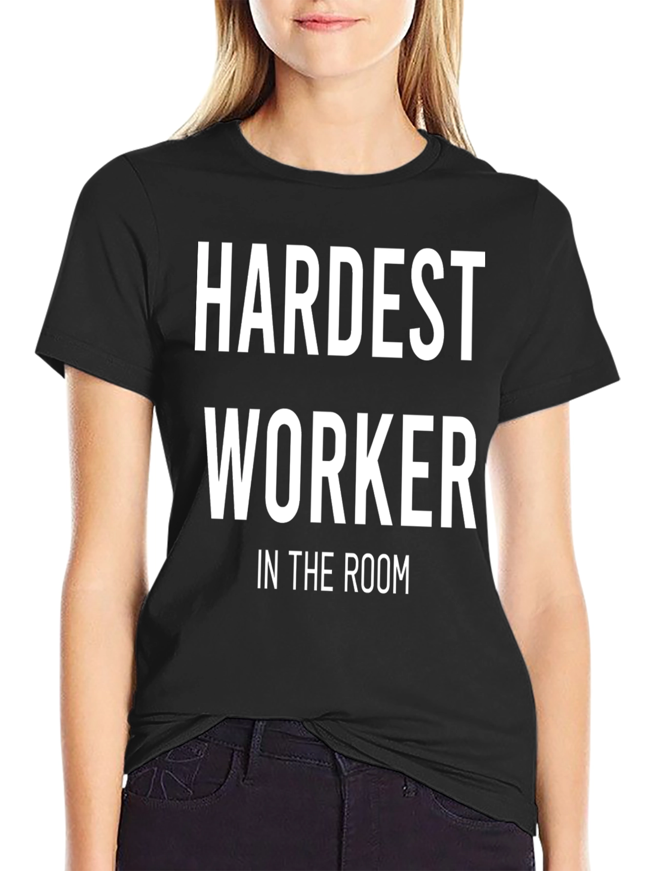 Black Hardest Worker in the Room Graphic Tee - Black view 2