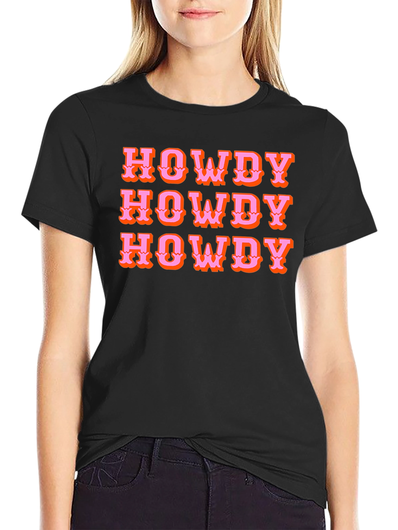 Black Howdy T-Shirt - Western Style Novelty Tee view 2